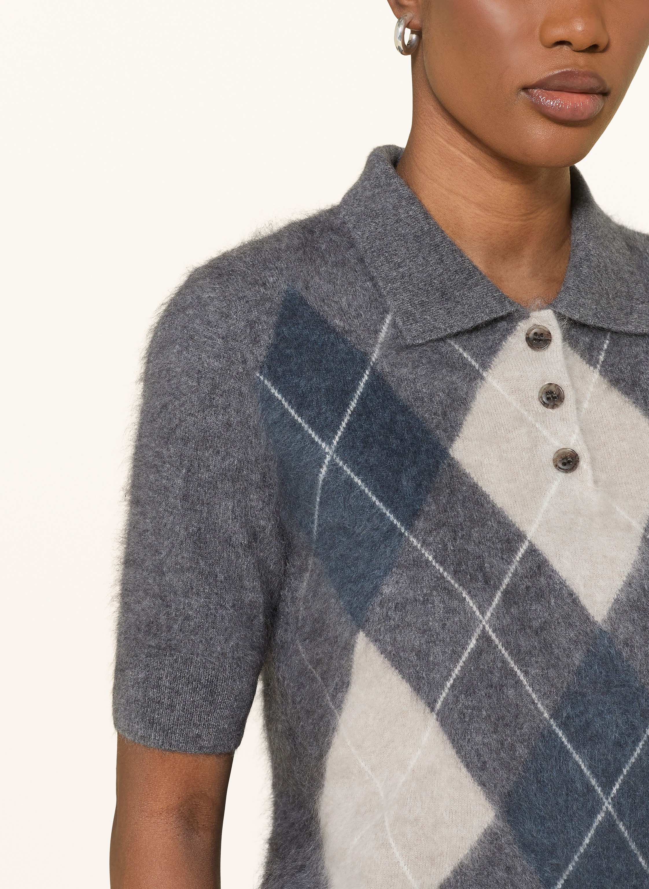 Thumbnail - Lisa Yang Strick-Poloshirt Aus Cashmere grau