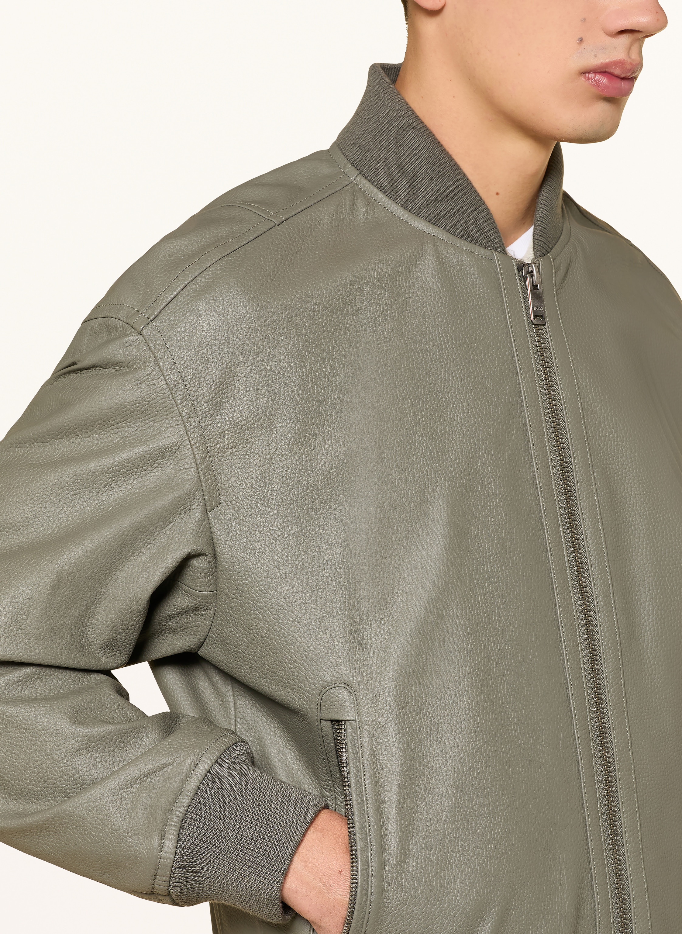 Thumbnail - Boss Lederblouson Jakri gruen