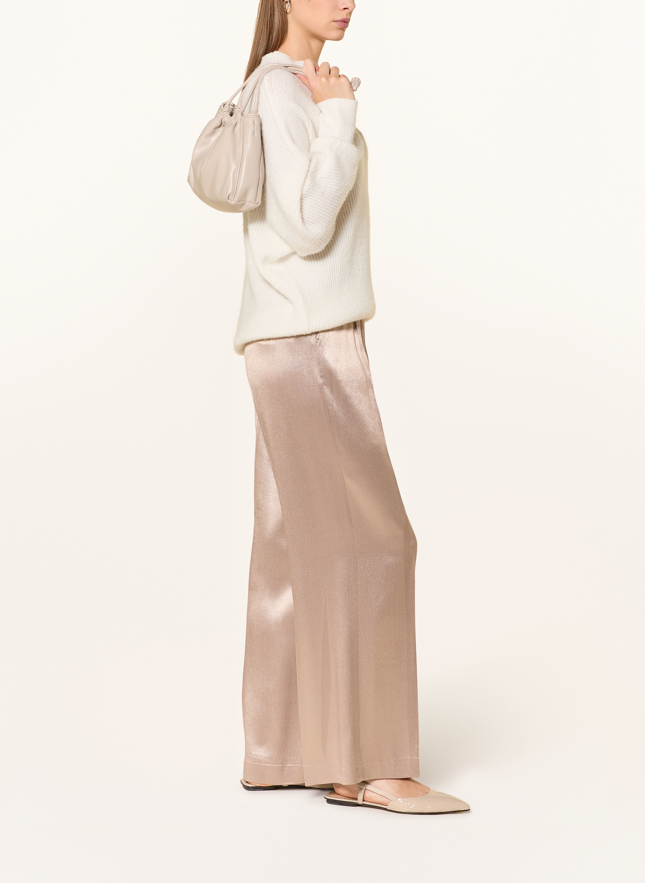 Thumbnail - Opus Pants Satinhose Mucia Shine beige