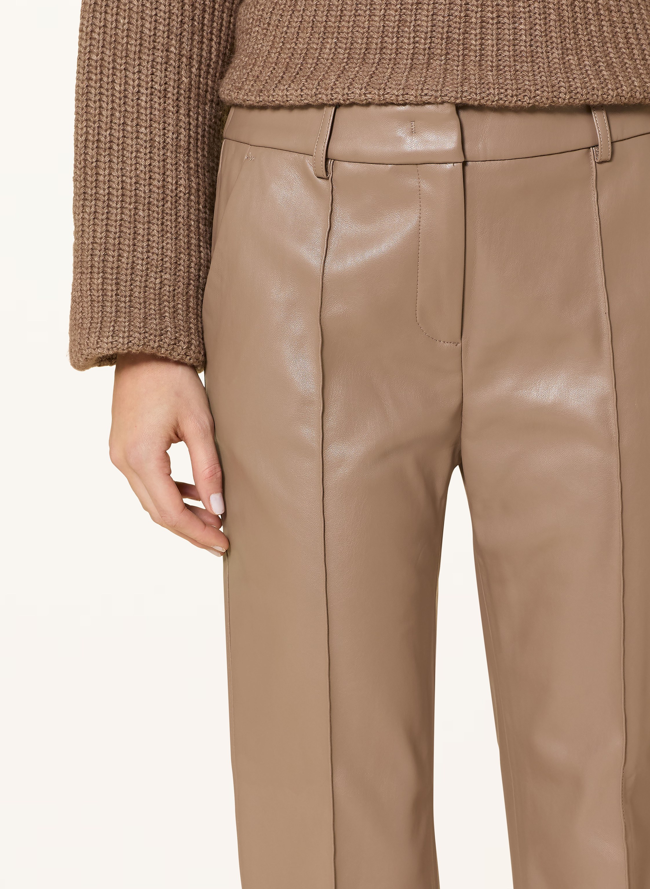 Thumbnail - Opus Pants Hose Luane In Lederoptik beige