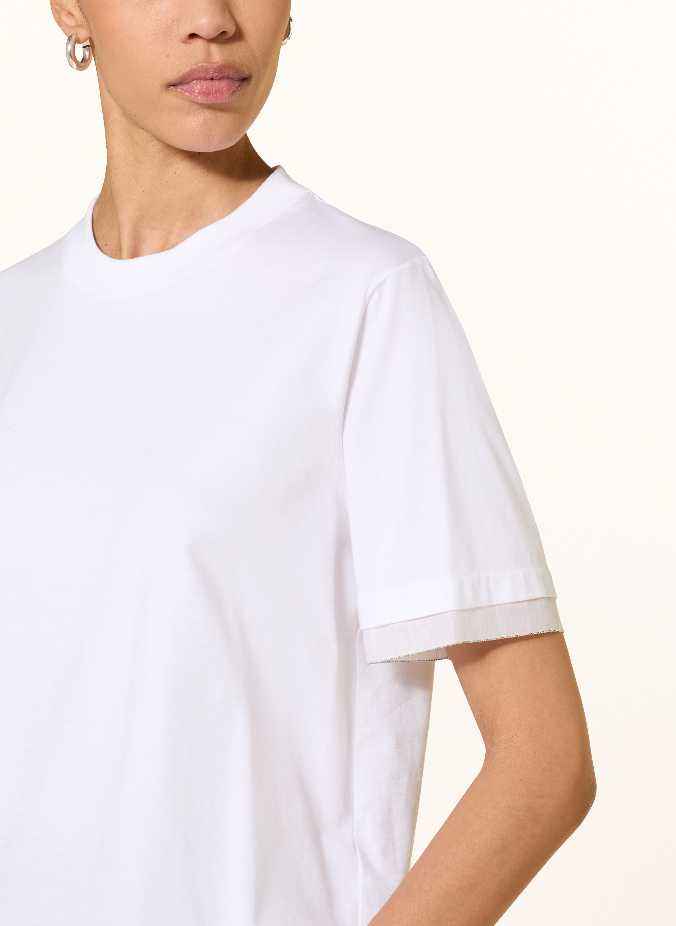 Thumbnail - Peserico T-Shirt Mit Seide Und Schmucksteinen weiss