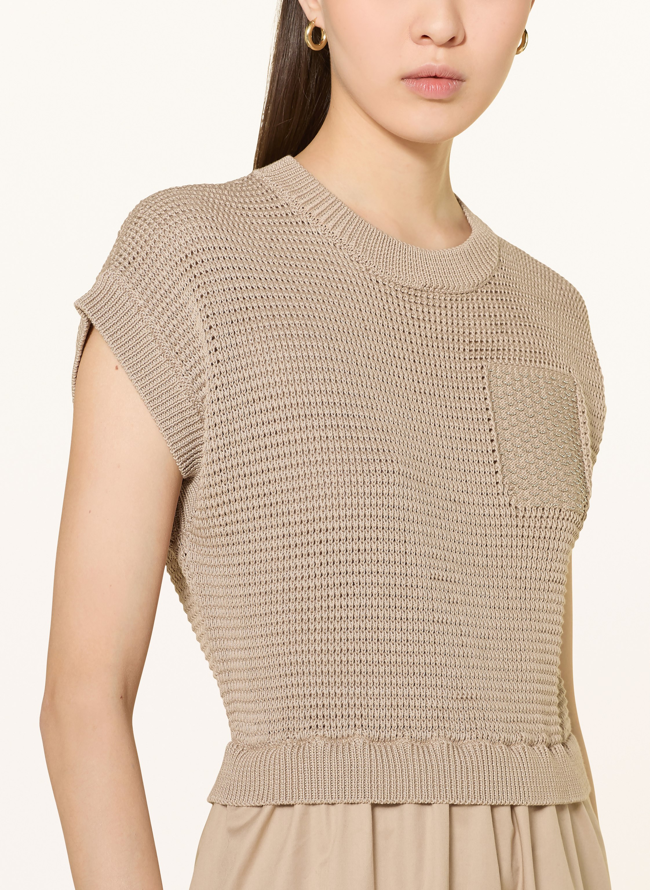 Thumbnail - Peserico Kleid Im Materialmix Mit Schmuckperlen gold