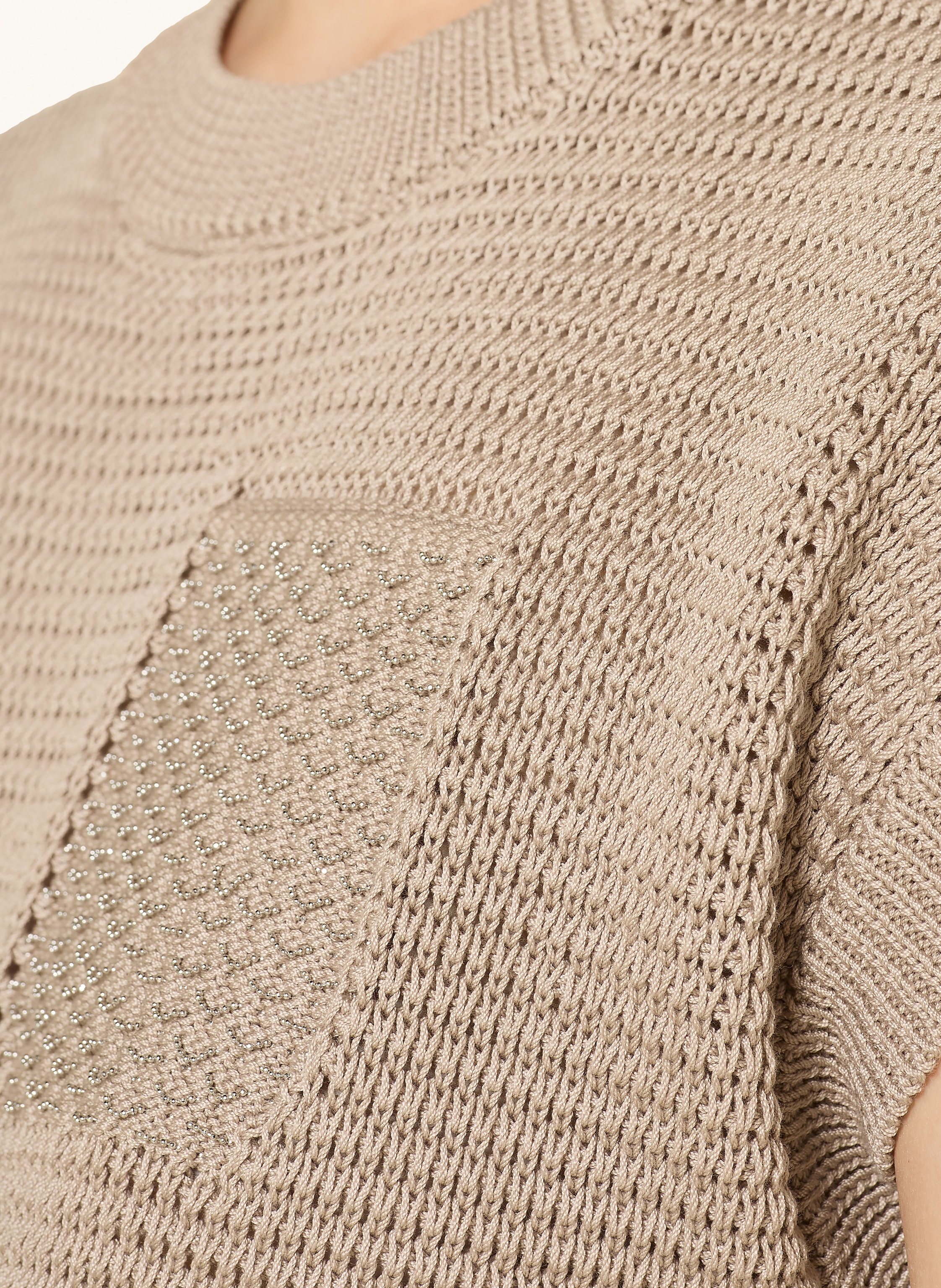 Thumbnail - Peserico Kleid Im Materialmix Mit Schmuckperlen gold