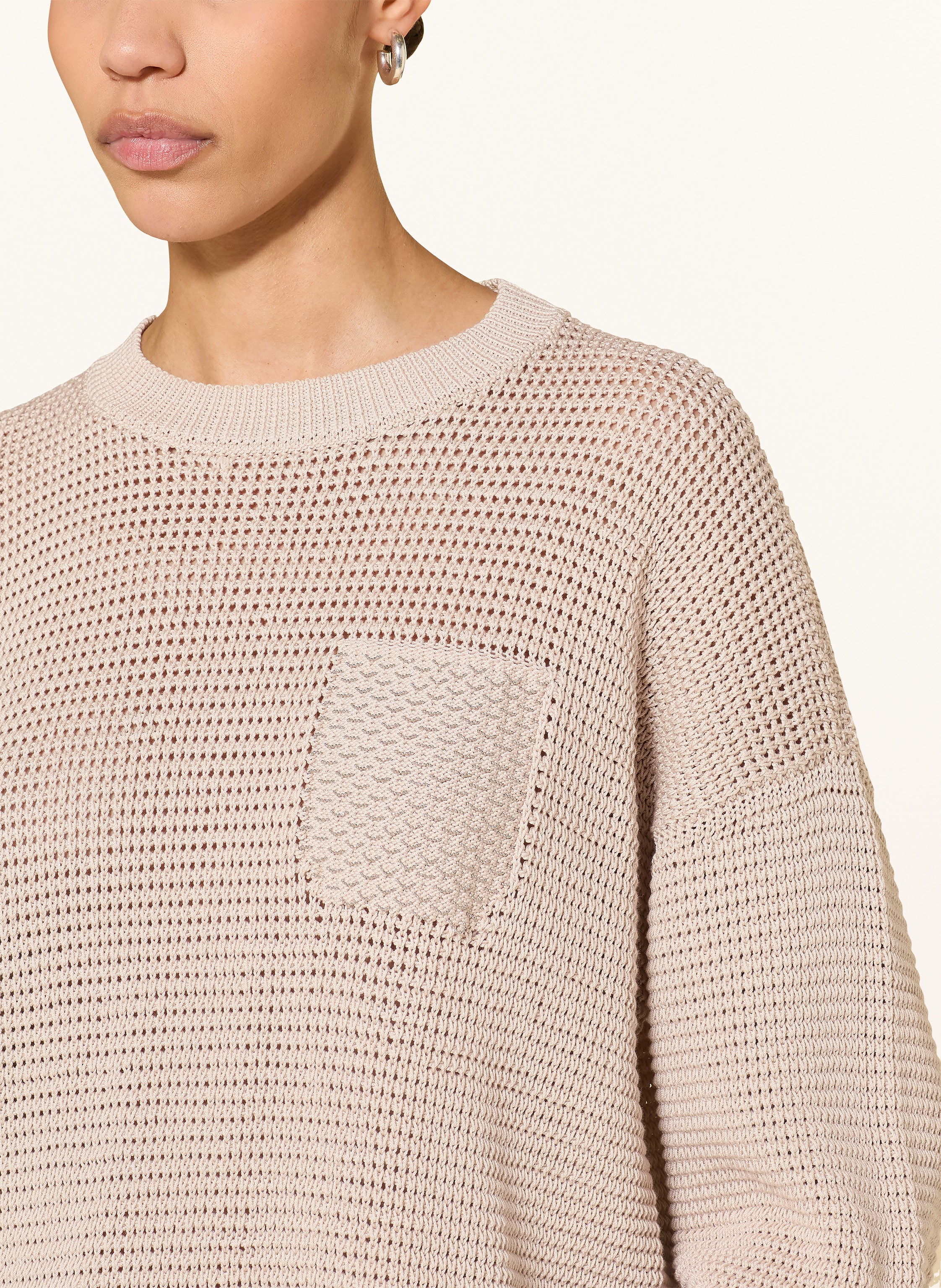 Thumbnail - Peserico Pullover Mit 3/4-Arm Und Schmucksteinen beige