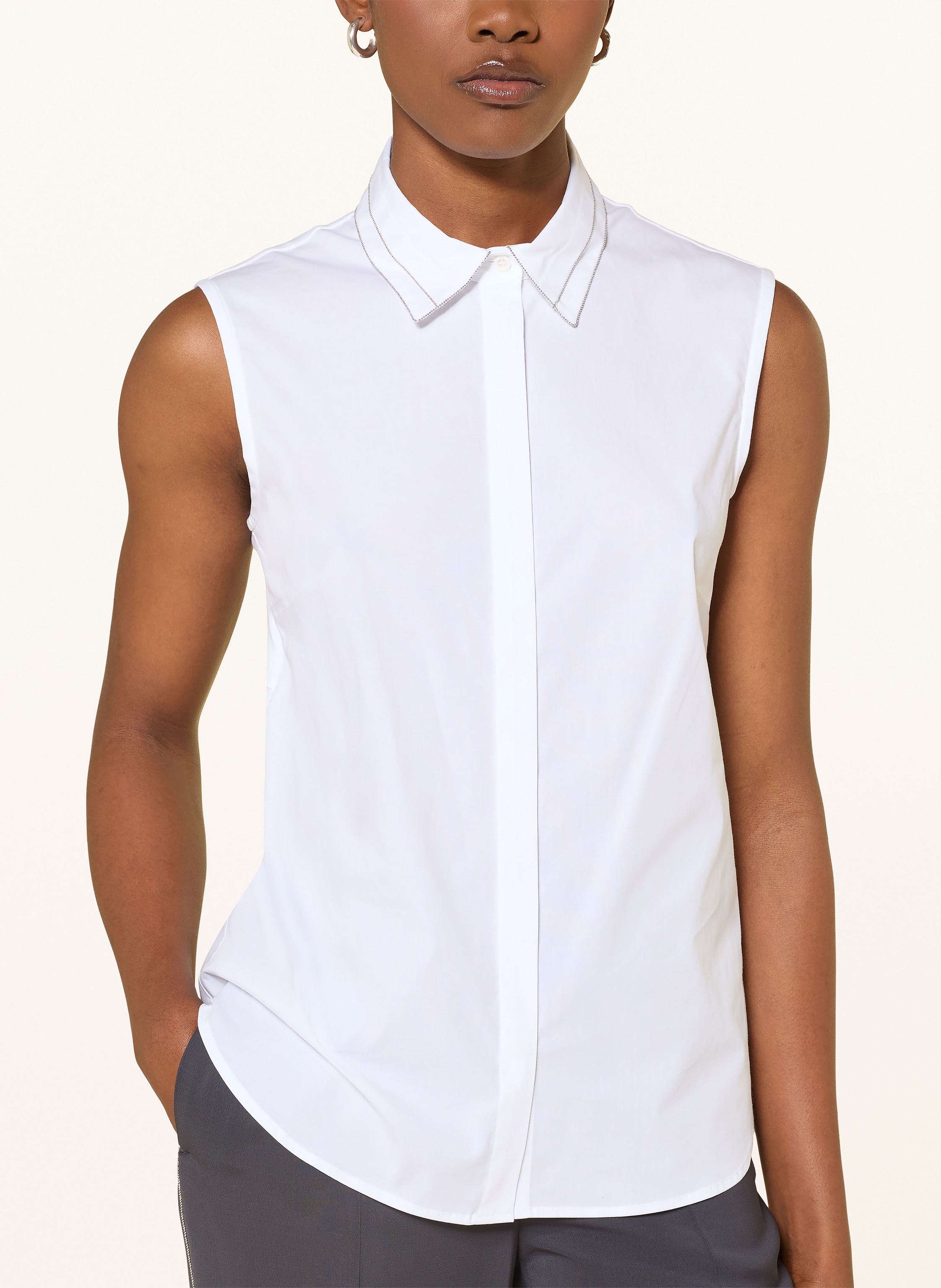 Thumbnail - Peserico Blusentop Mit Schmucksteinen weiss