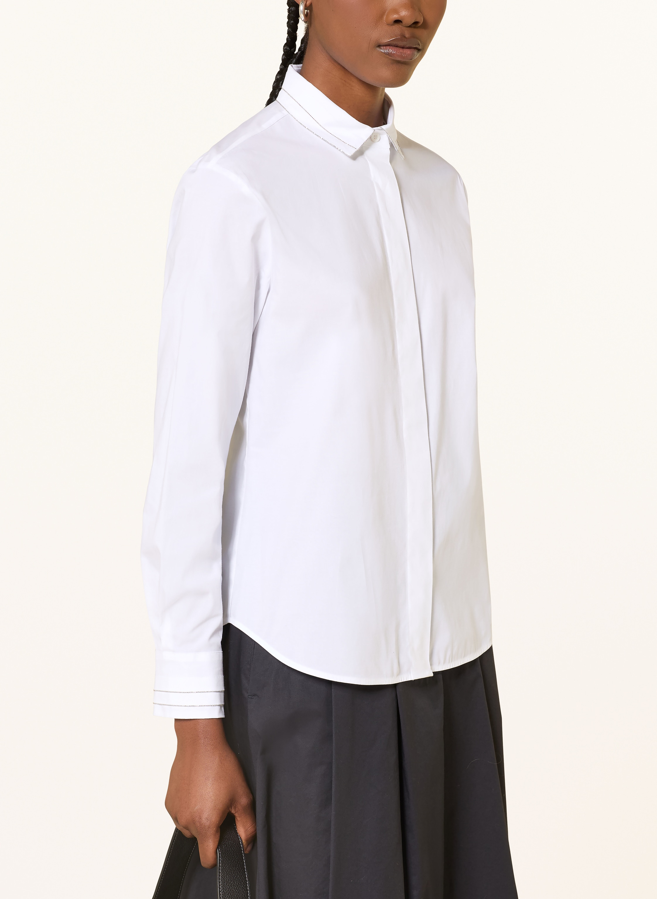 Thumbnail - Peserico Hemdbluse Mit Schmucksteinen weiss