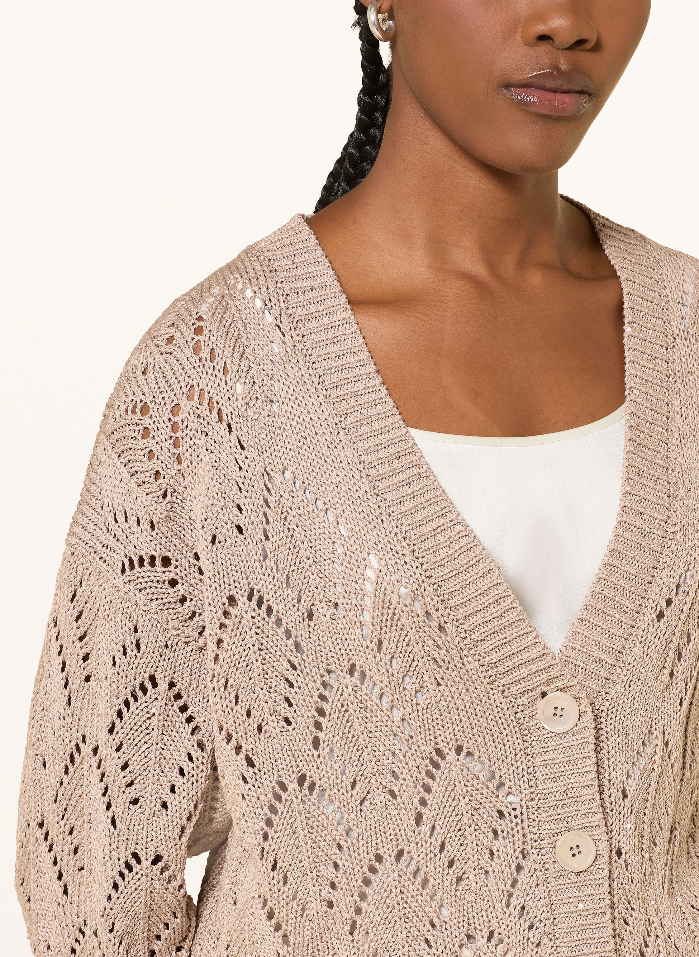 Thumbnail - Peserico Strickjacke Mit Pailletten Und 3/4-Arm gold