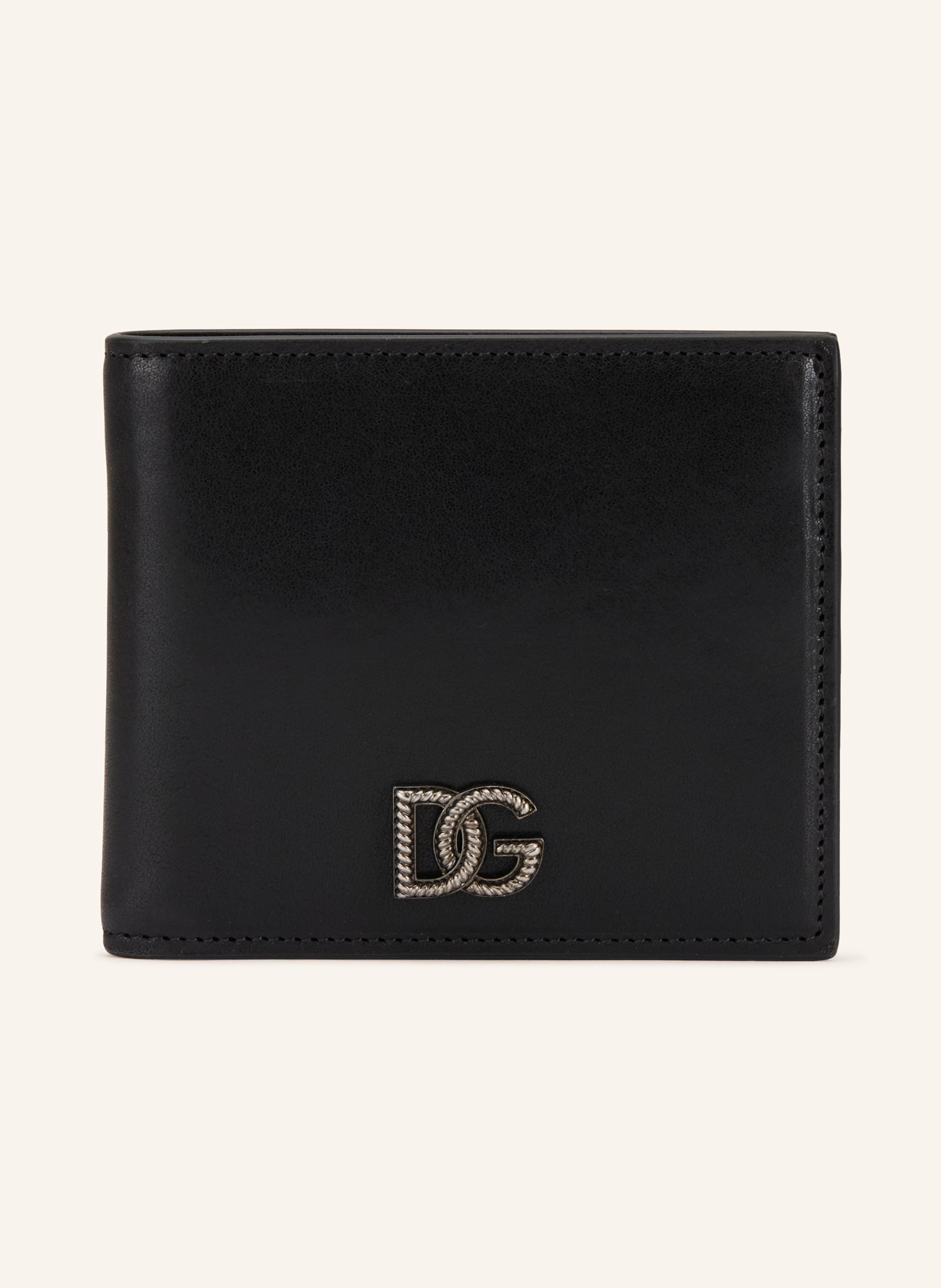 Dolce & Gabbana Ein Steckfach. Made in Italy. Label-Detail. Glattleder. Unifarben. Sechs Kartenfächer in schwarz