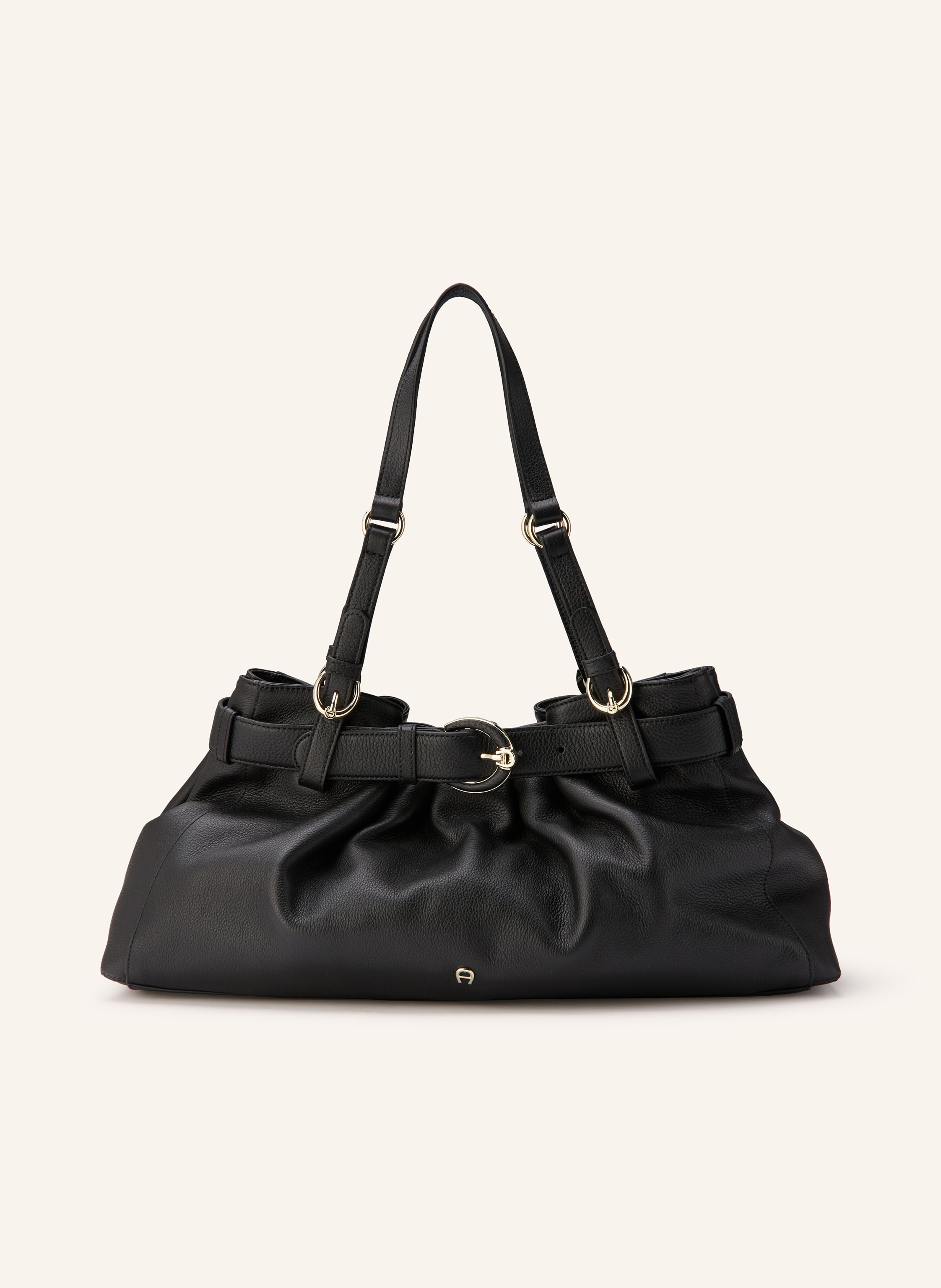 Aigner Ein Innenfach mit Reißverschluss. Zwei Tragegriffe. Magnetverschluss. Label-Details. Genarbtes Leder. Unifarben Large in schwarz