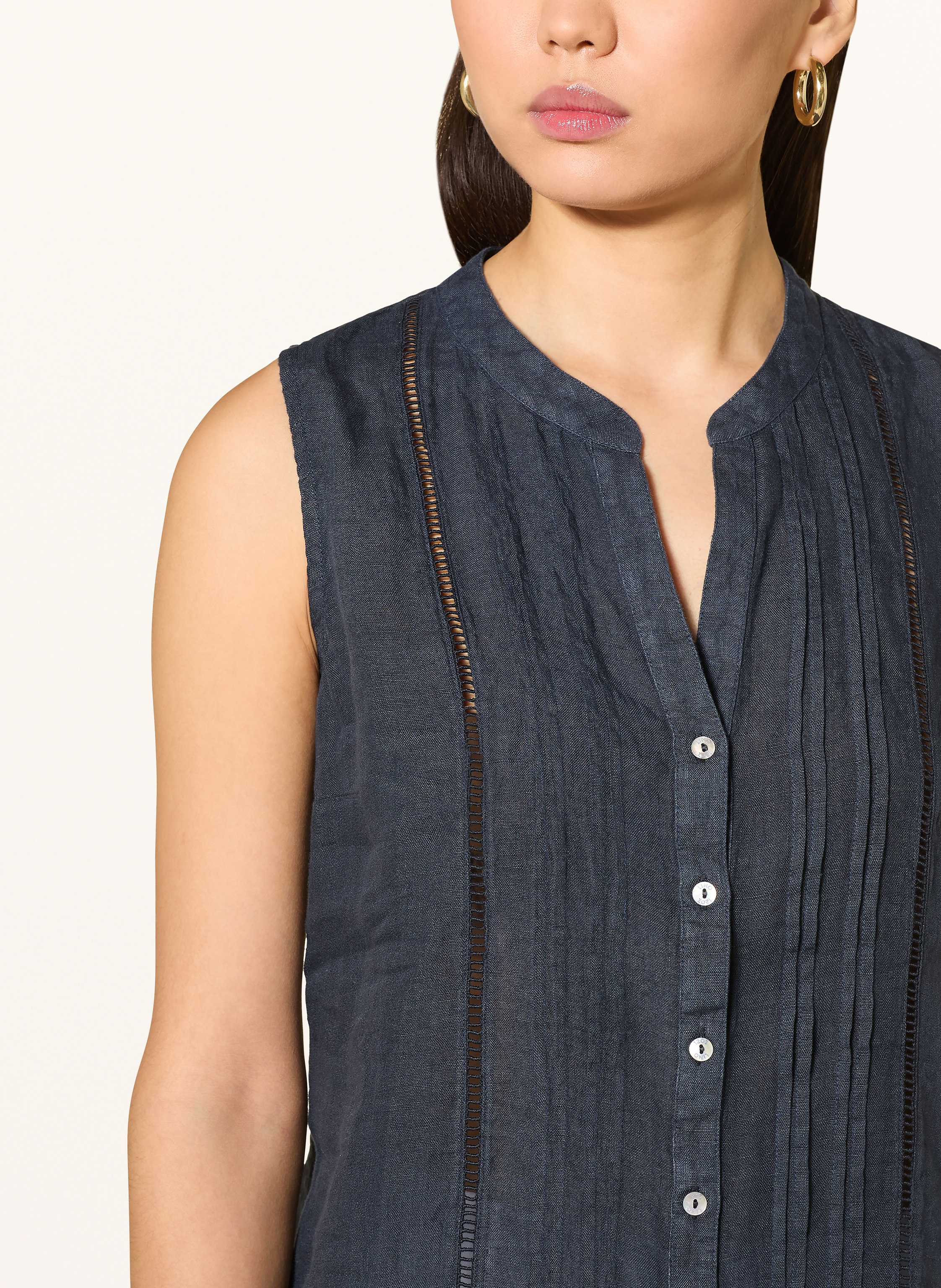 Thumbnail - 120%Lino Blusentop Aus Leinen blau