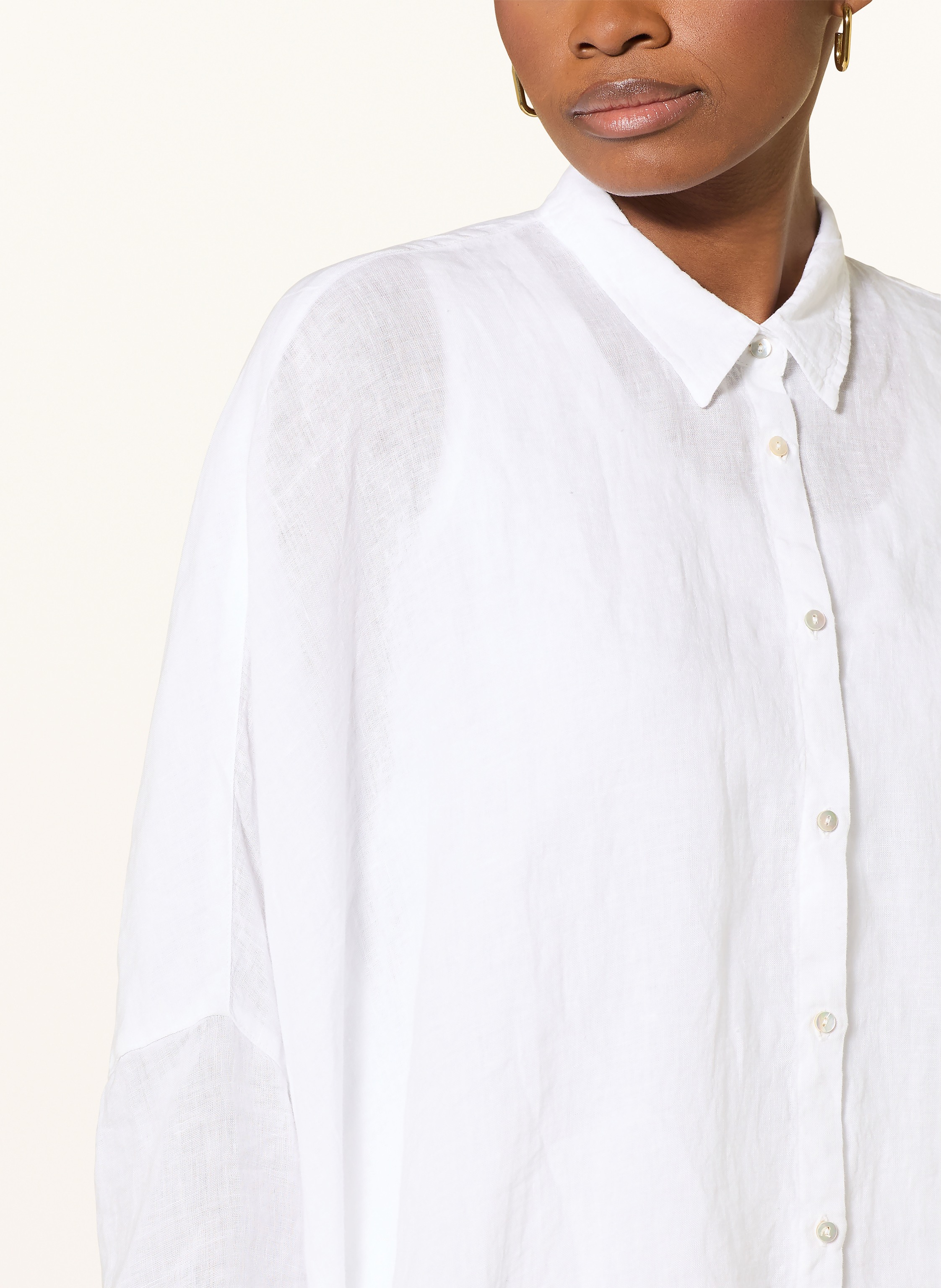 Thumbnail - 120%Lino Hemdbluse Aus Leinen Mit 3/4-Arm weiss