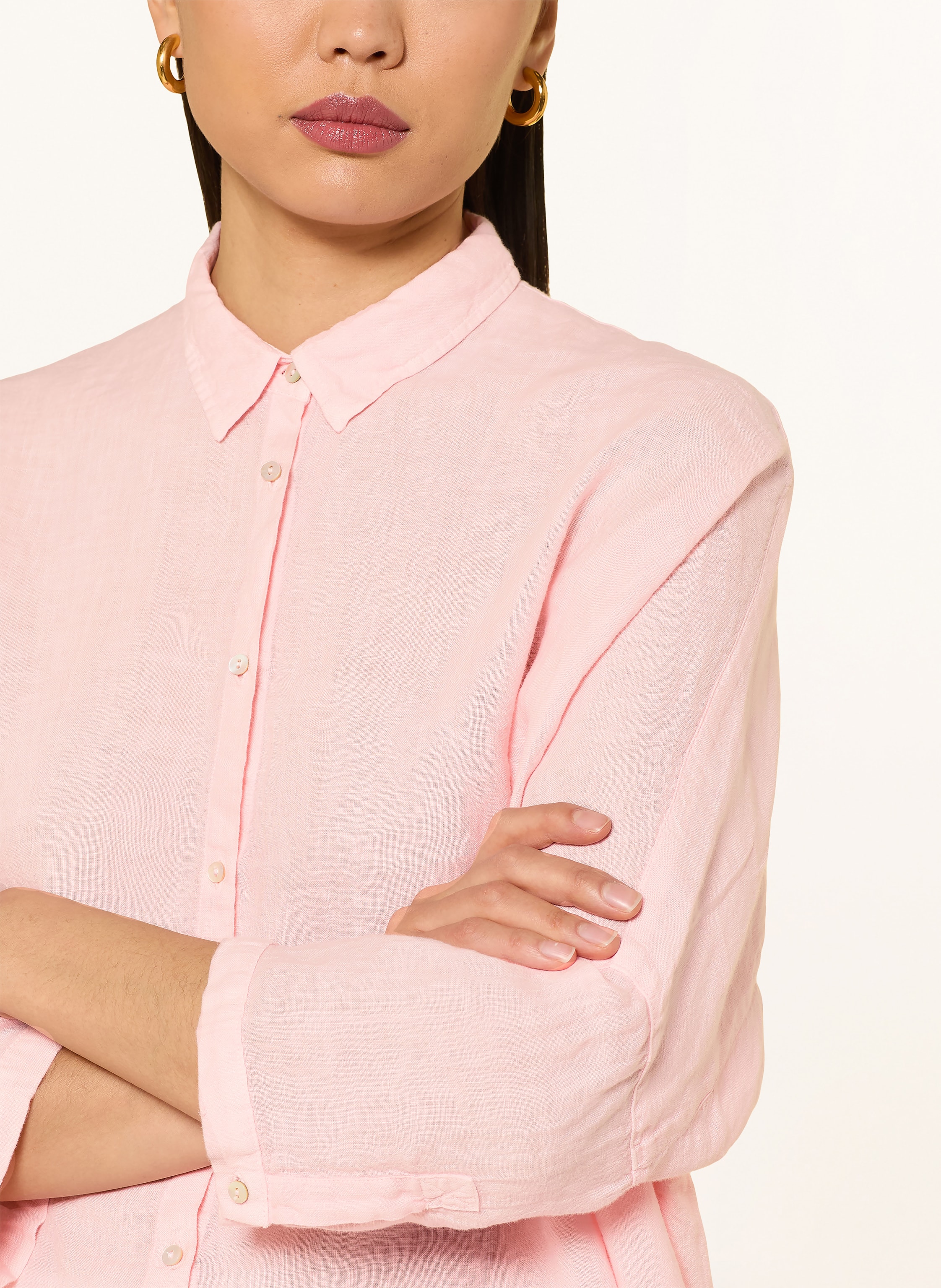 Thumbnail - 120%Lino Hemdbluse Aus Leinen Mit 3/4-Arm rosa