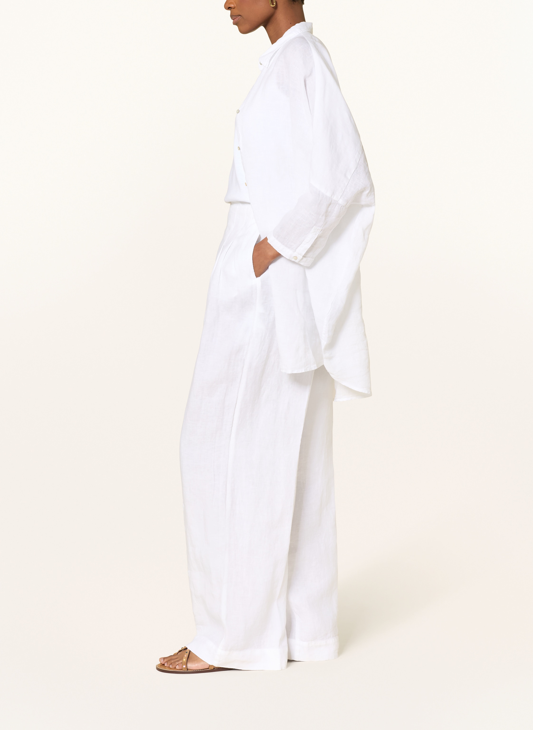 Thumbnail - 120%Lino Marlenehose Aus Leinen weiss