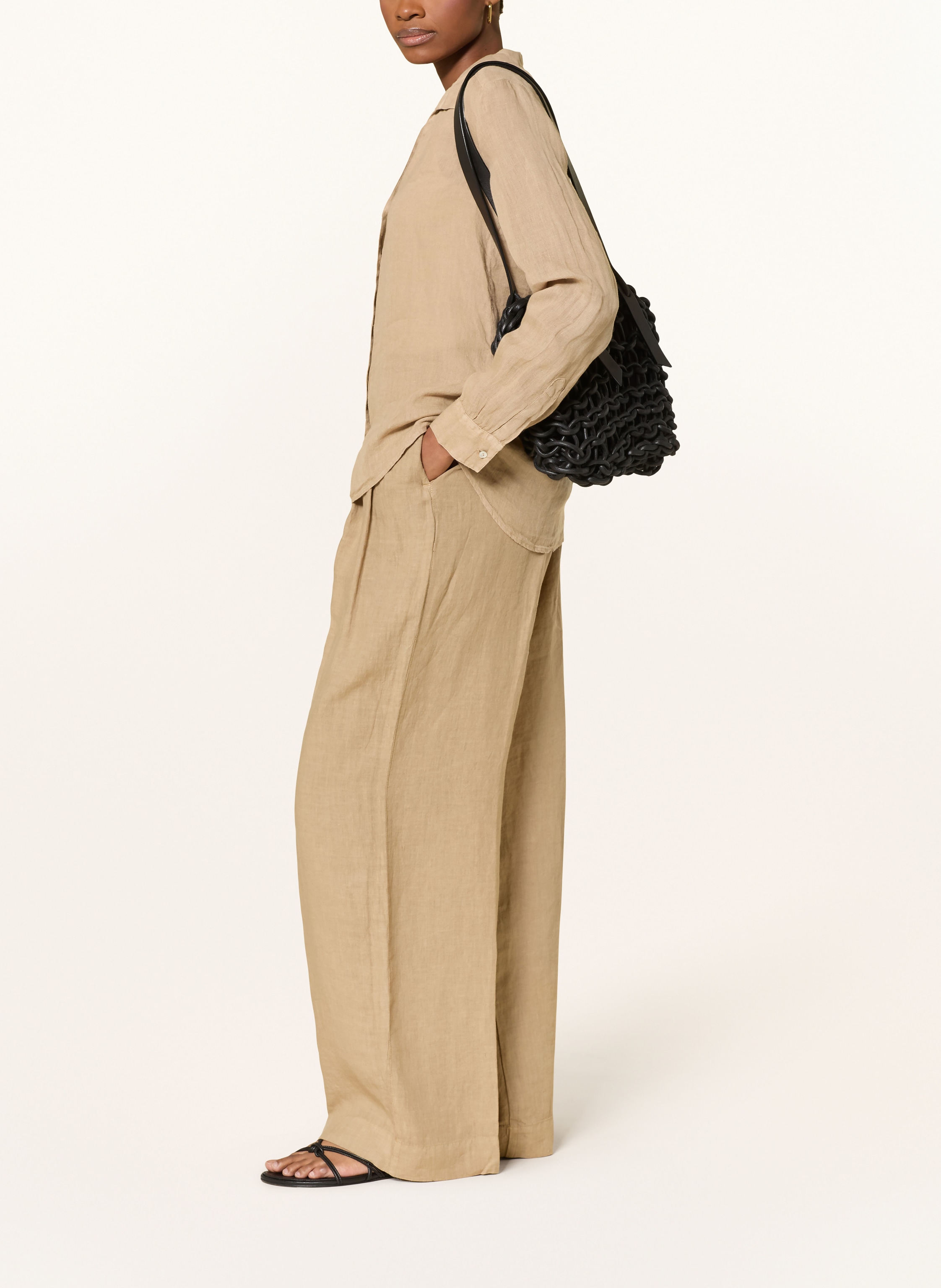 Thumbnail - 120%Lino Marlenehose Aus Leinen beige