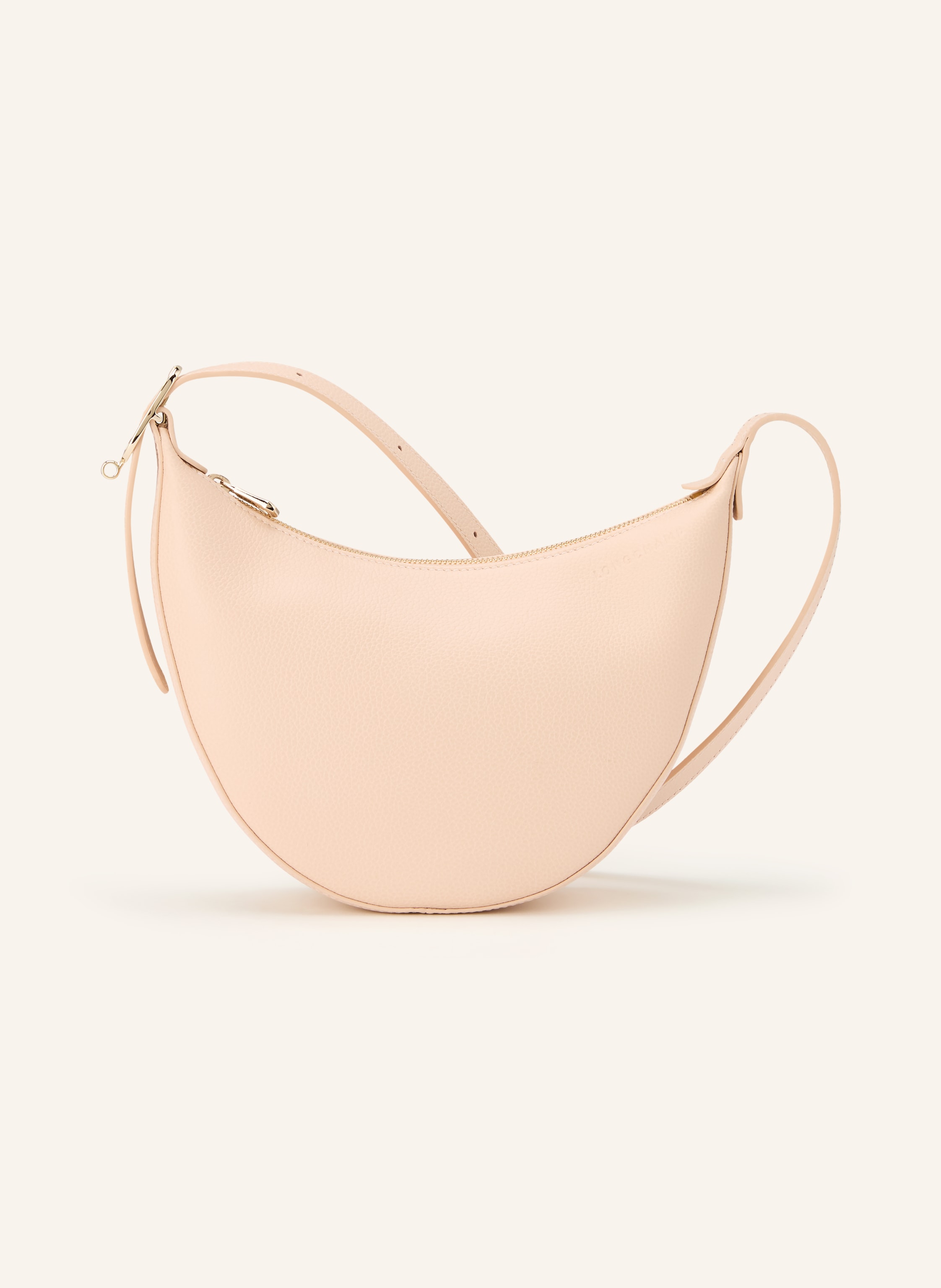 Longchamp Ein Innenfach mit Reißverschluss. Innen ein Hauptfach. Längenverstellbarer Schulterriemen. Reißverschluss. Label-Print. Fein genarbtes Leder. Unifarben in hellrosa
