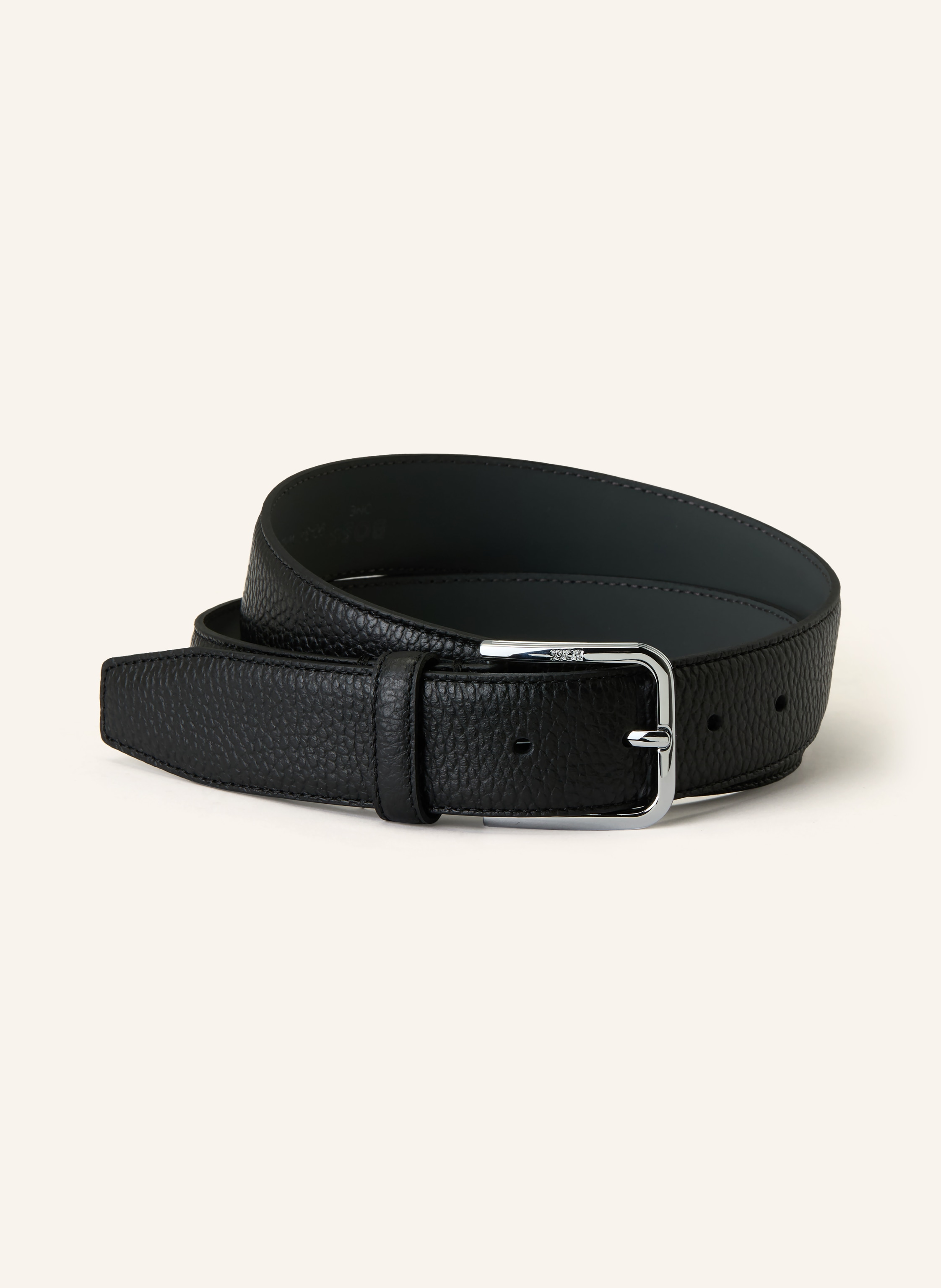Boss Boss Ledergürtel Madison schwarz in SCHWARZ / SILBER