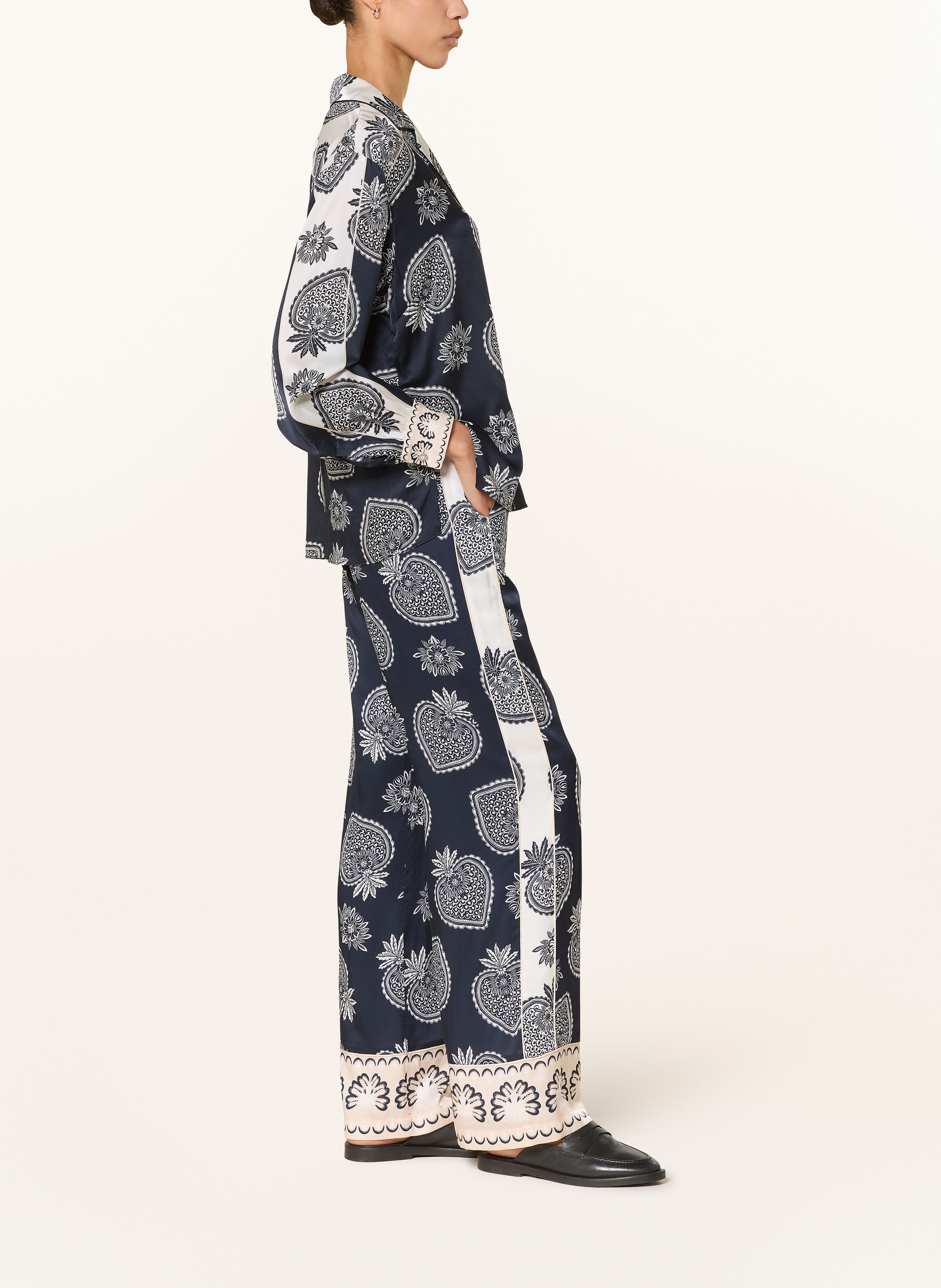 Thumbnail - Ivi Collection Marlenehose Mit Seide blau