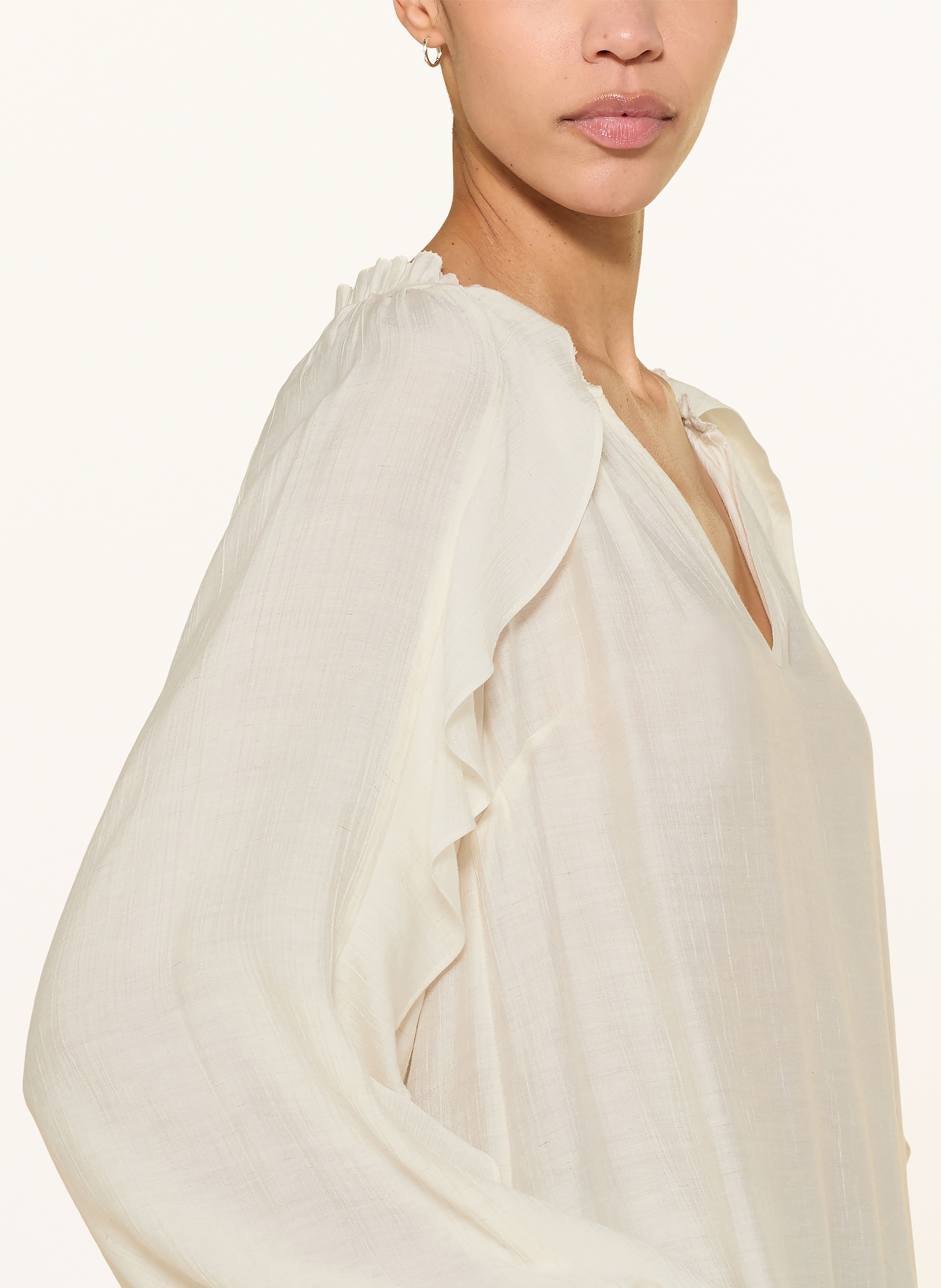 Thumbnail - Ivi Collection Blusensirt Mit Volants weiss