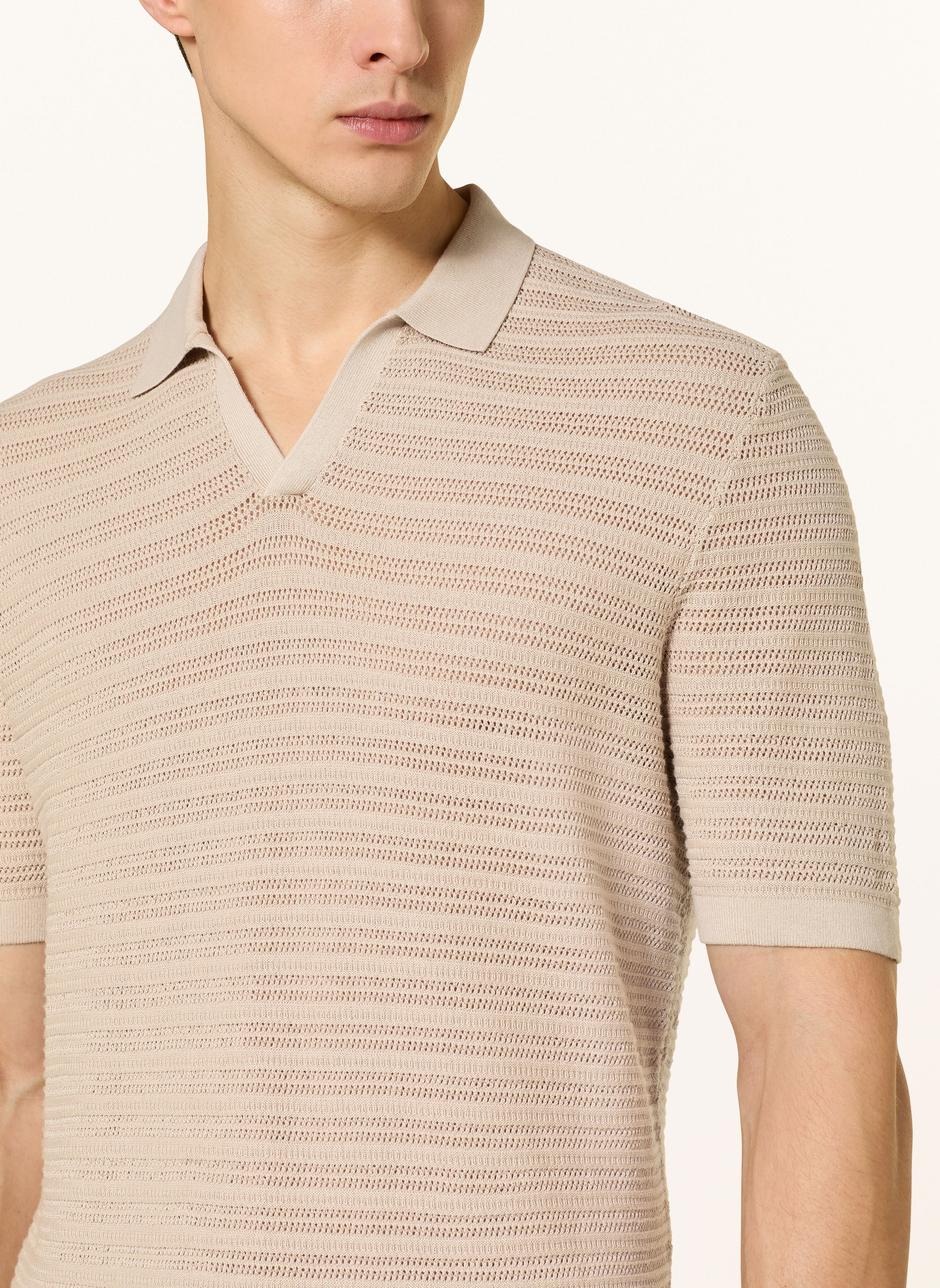 Thumbnail - Strokesman's Strick-Poloshirt beige