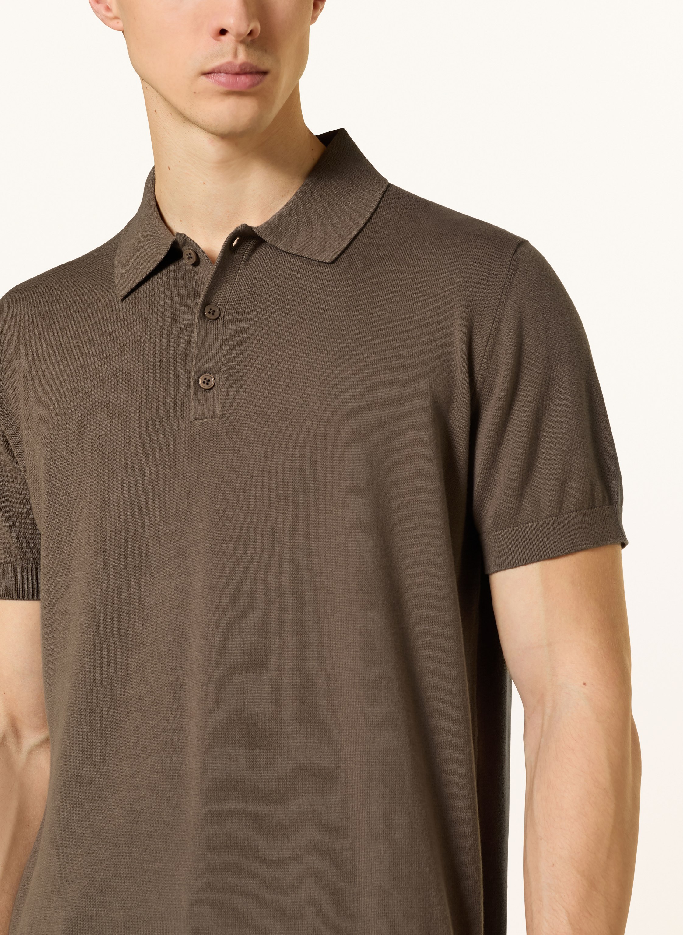 Thumbnail - Strokesman's Strick-Poloshirt braun
