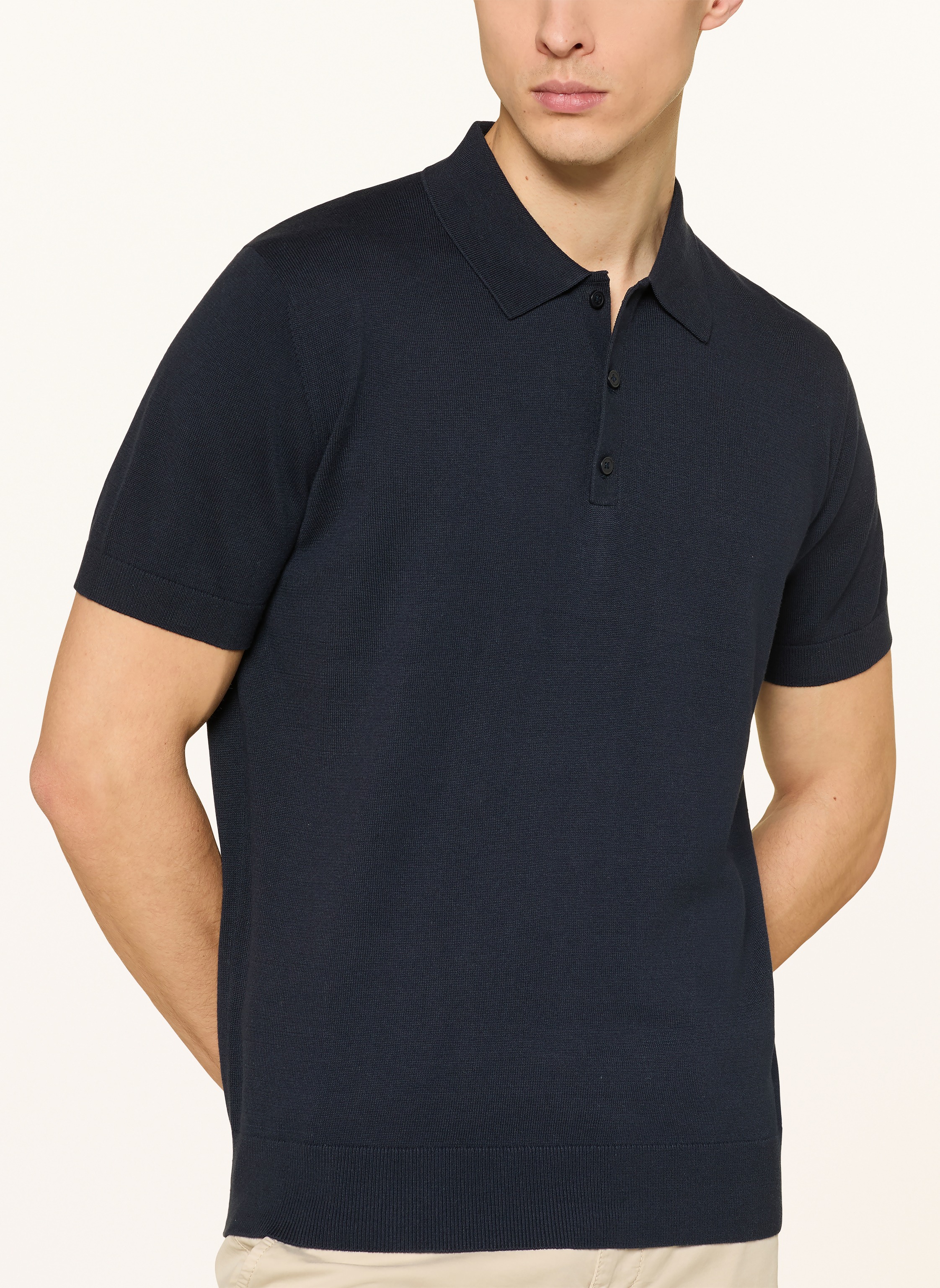 Thumbnail - Strokesman's Strick-Poloshirt blau