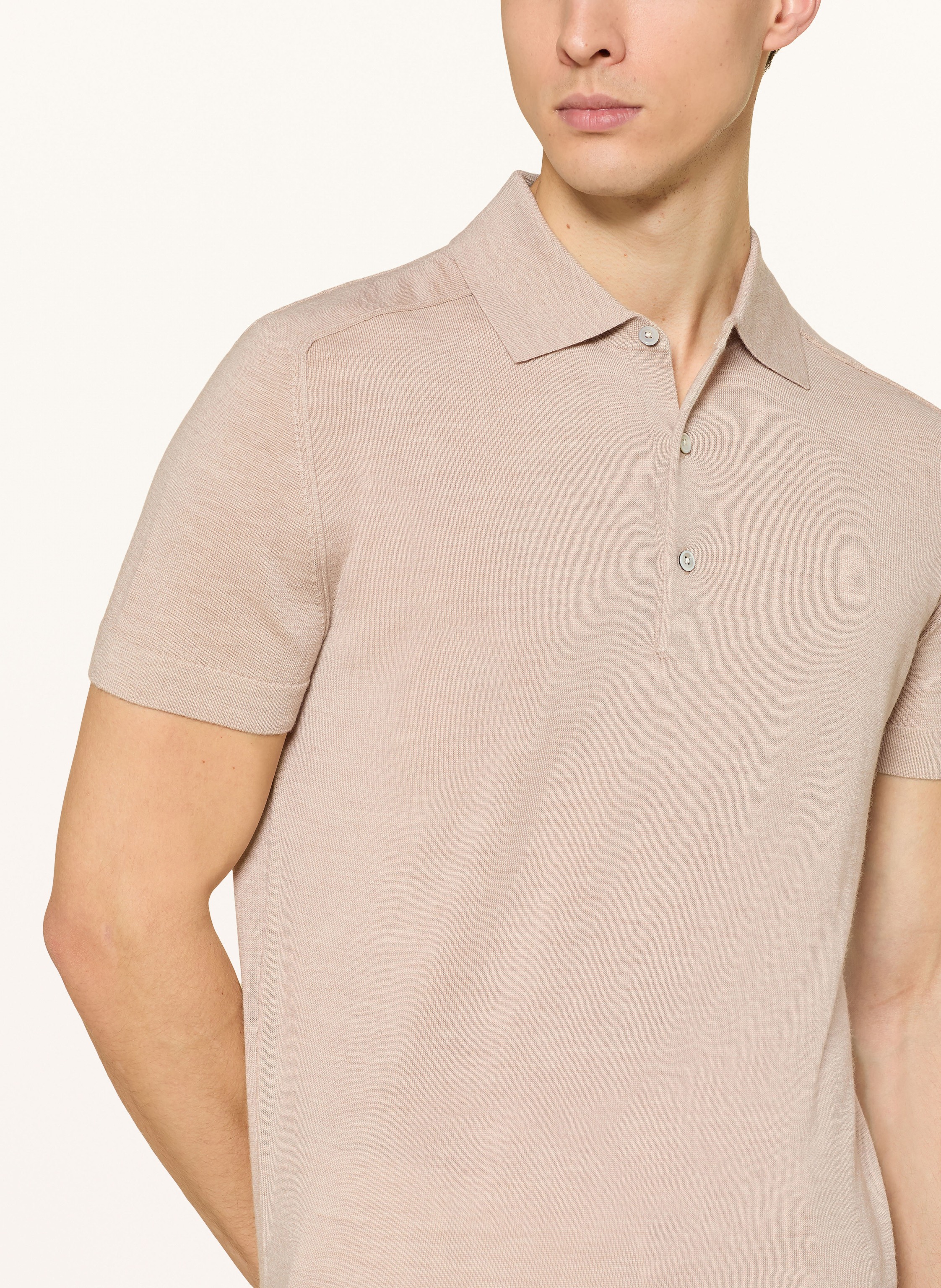 Thumbnail - Strokesman's Strick-Poloshirt beige