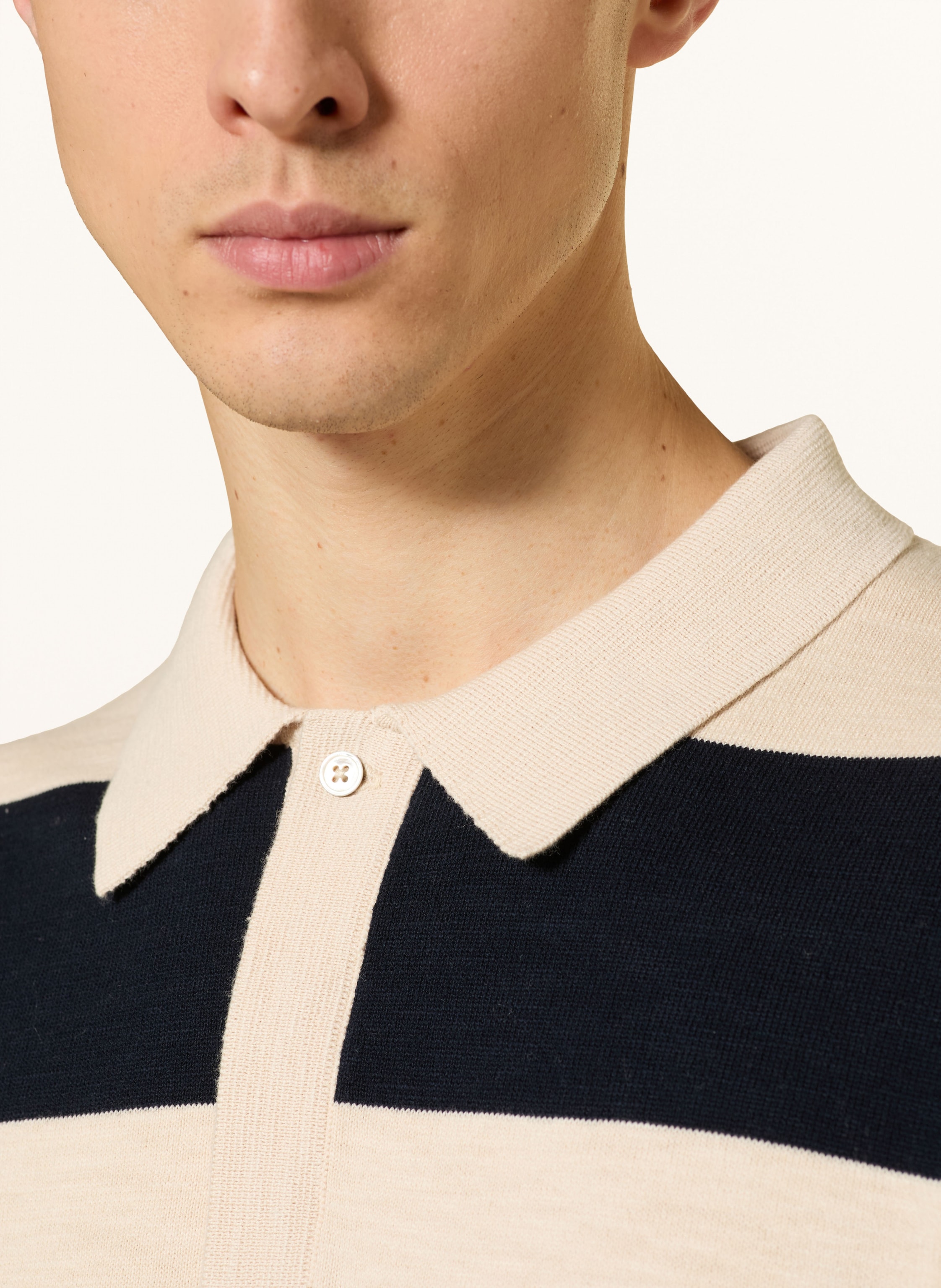 Thumbnail - Strokesman's Strick-Rugbyshirt blau