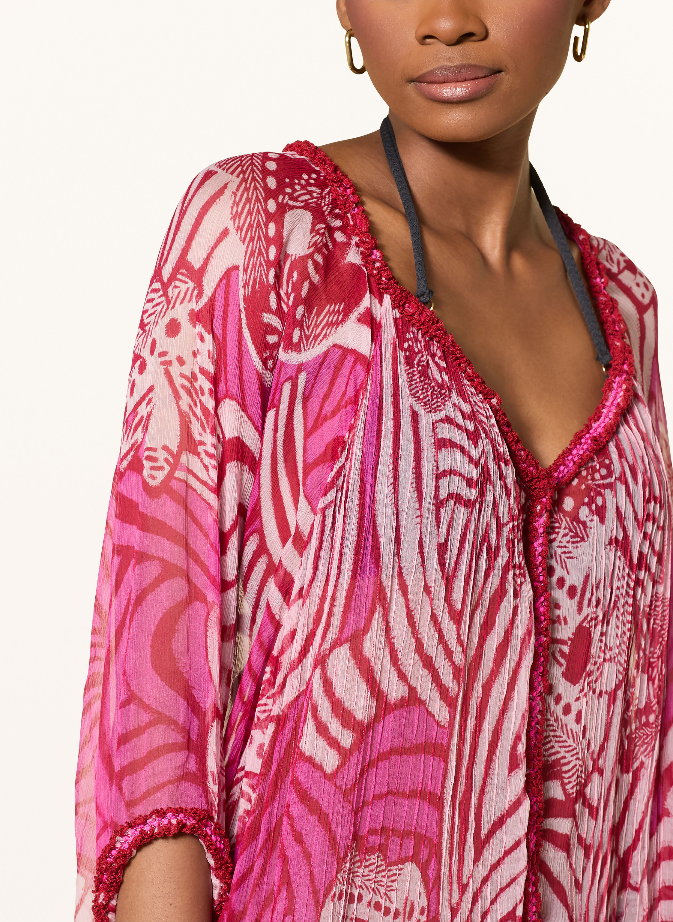 Thumbnail - Poupette St Barth Strandkleid Nava Mit 3/4-Arm pink