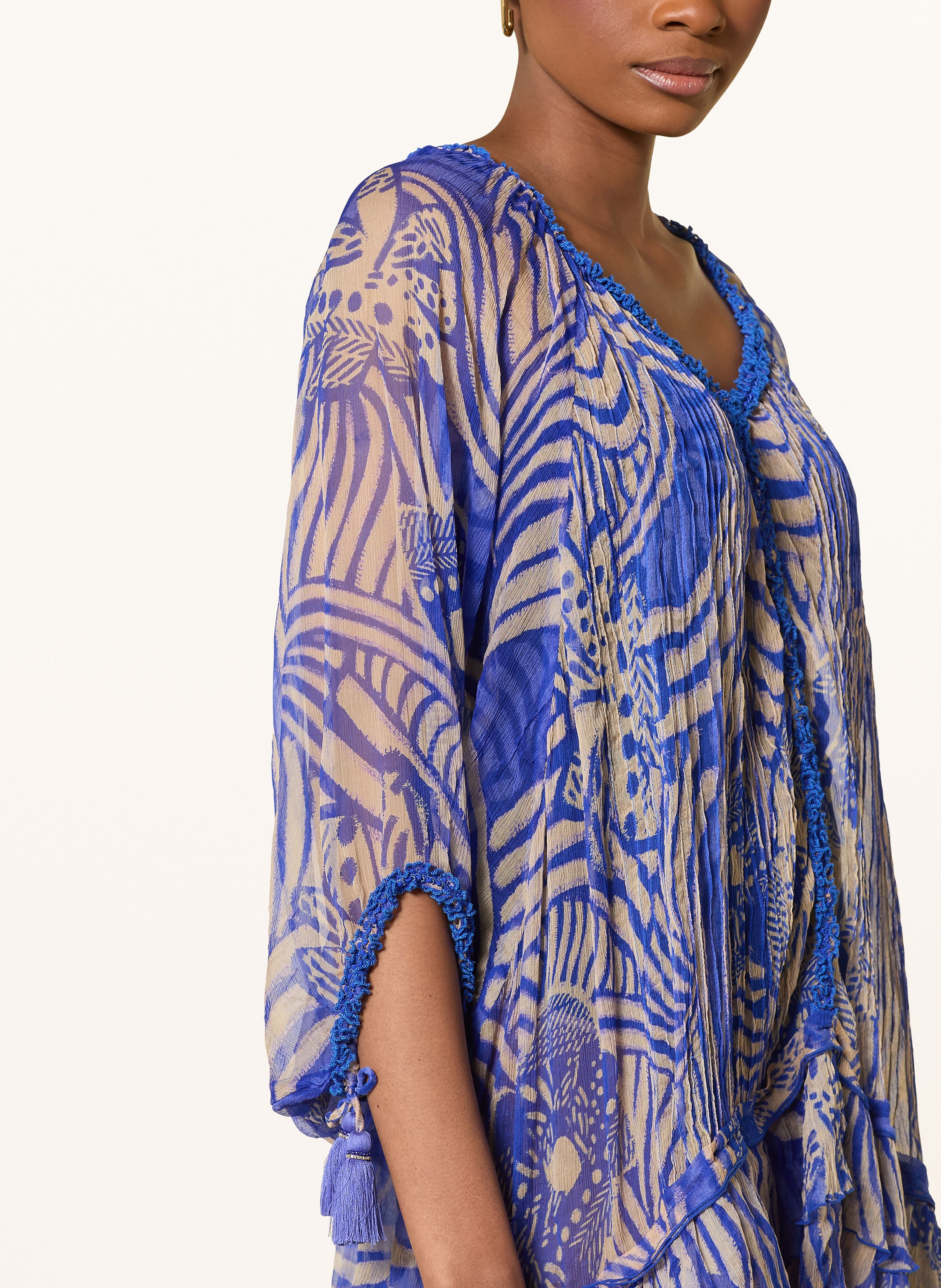 Thumbnail - Poupette St Barth Strandkleid Nava Aus Seide Mit 3/4-Arm blau