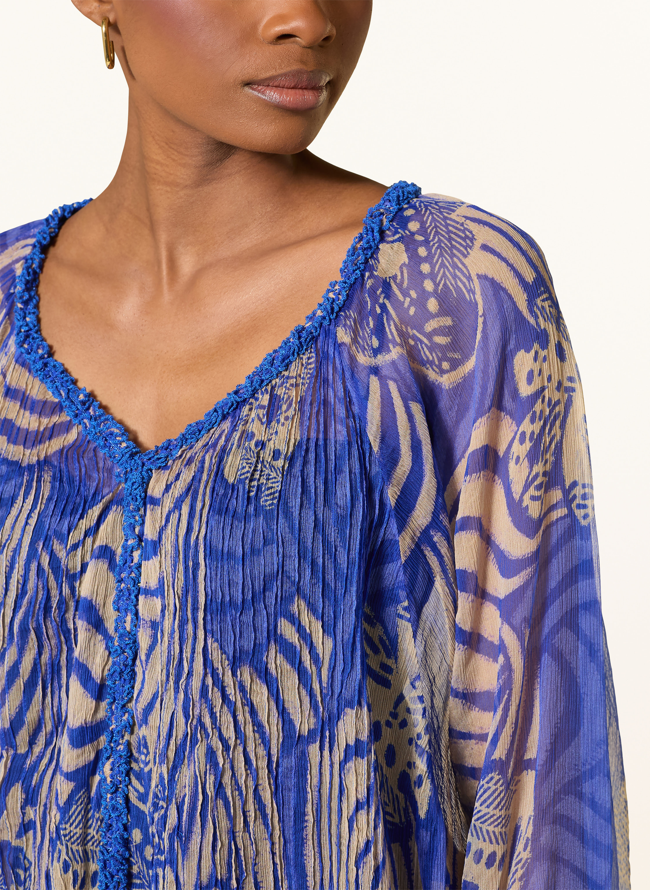 Thumbnail - Poupette St Barth Strandkleid Nava Aus Seide Mit 3/4-Arm blau