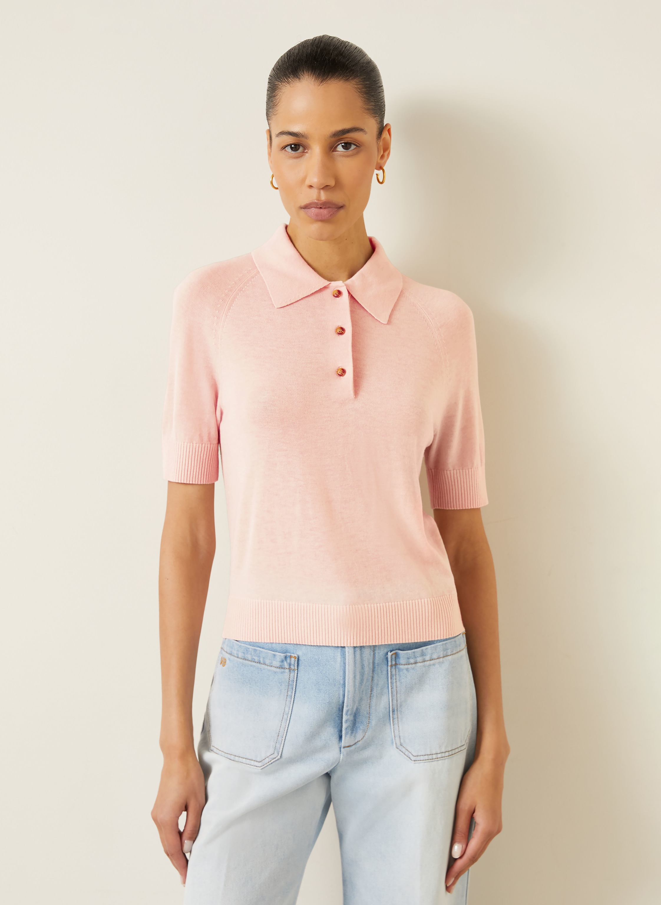 Thumbnail - Victoria Beckham Strick-Poloshirt rosa