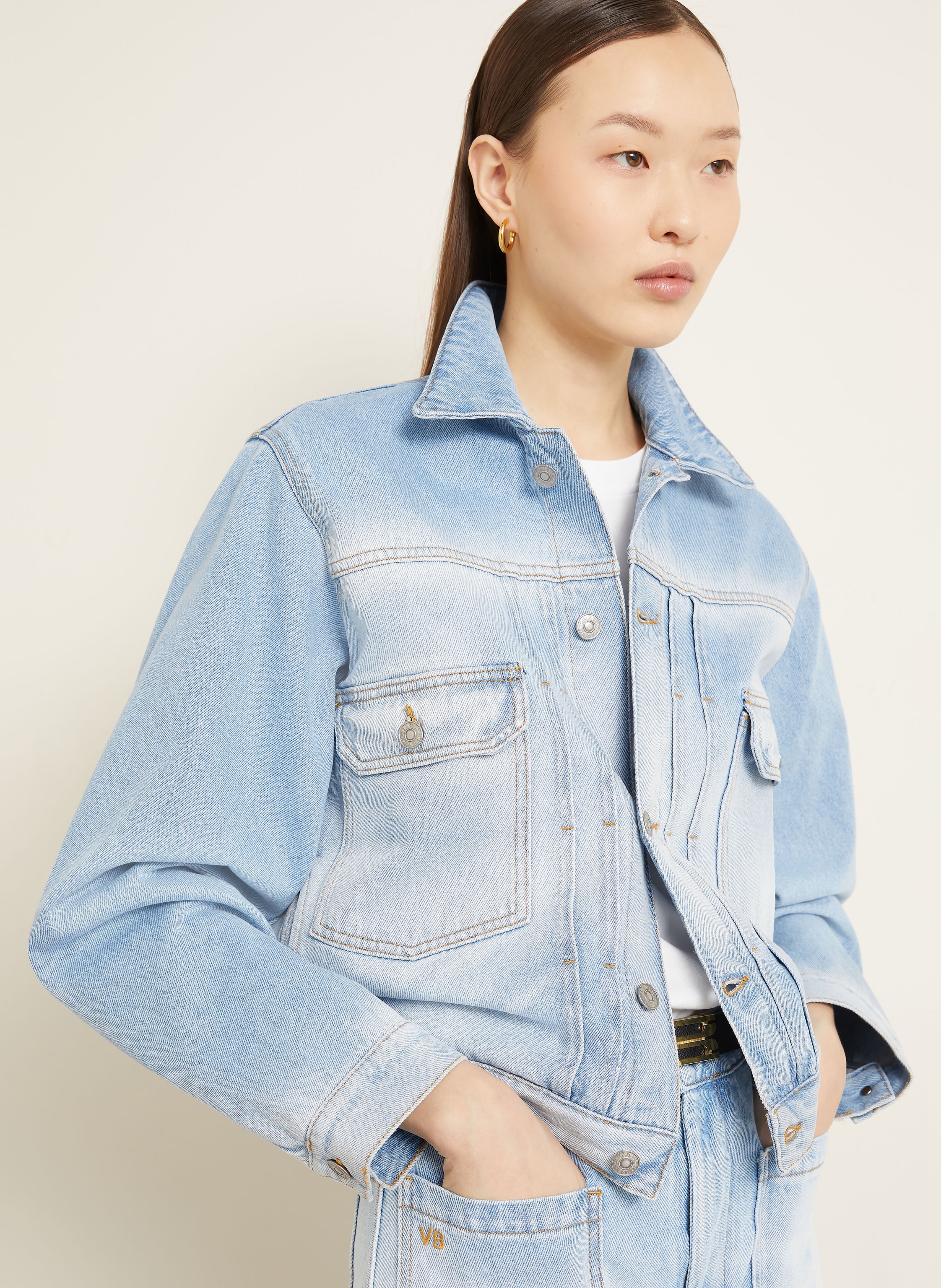 Thumbnail - Victoria Beckham Jeansjacke blau