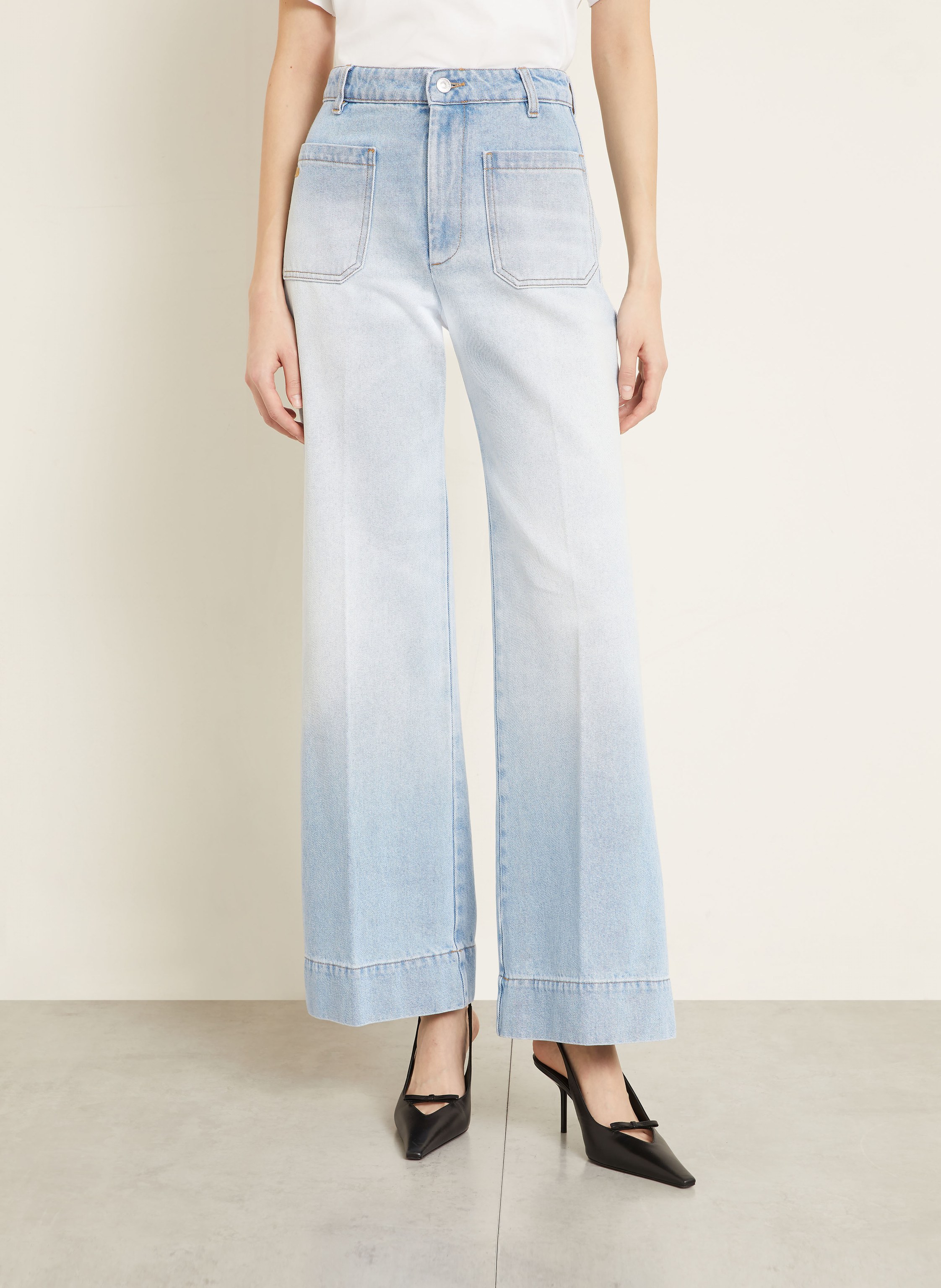 Thumbnail - Victoria Beckham Wide Leg Jeans Alina blau