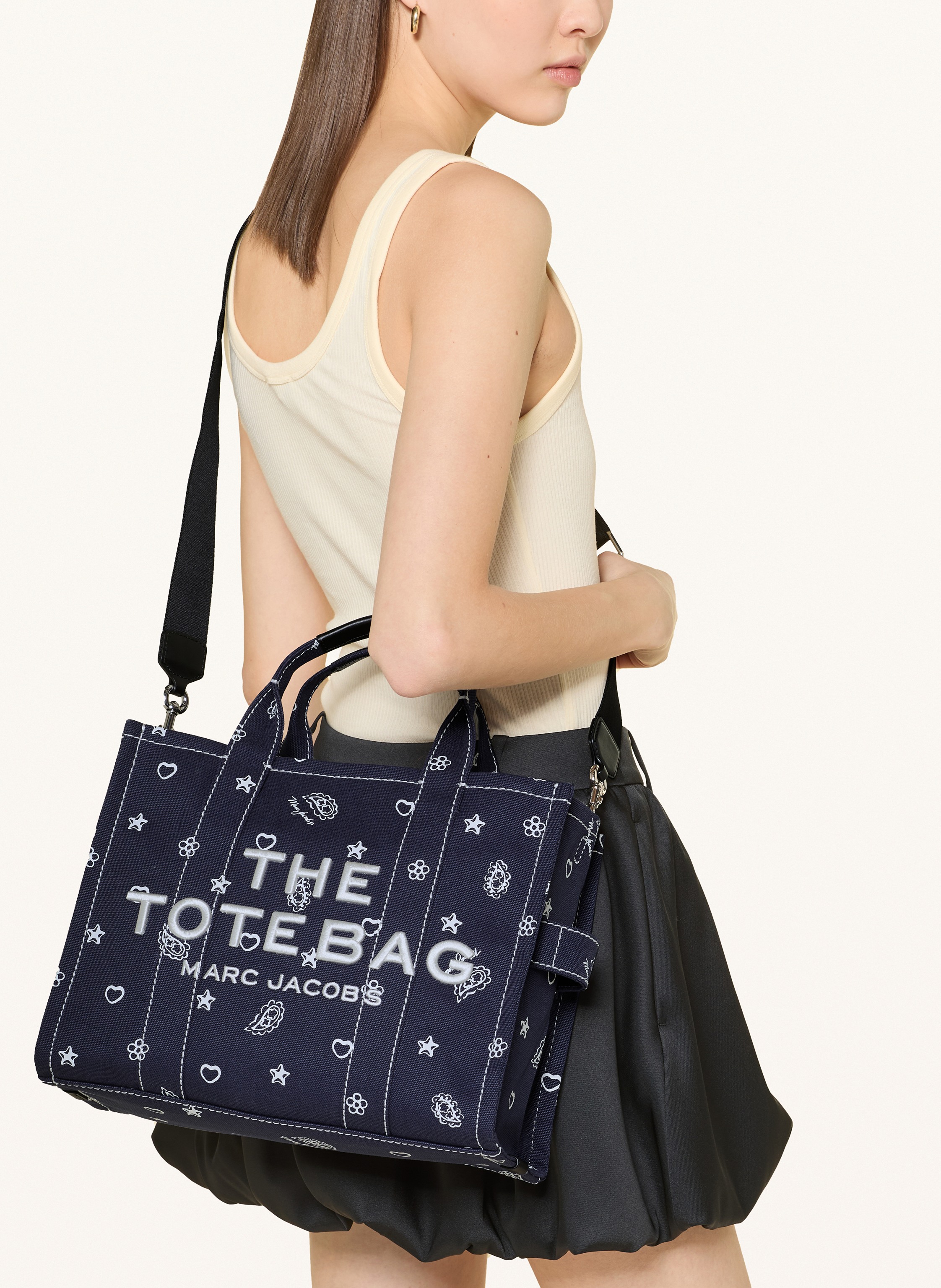 Thumbnail - Marc Jacobs Shopper The Bandana Canvas Medium Tote Bag blau