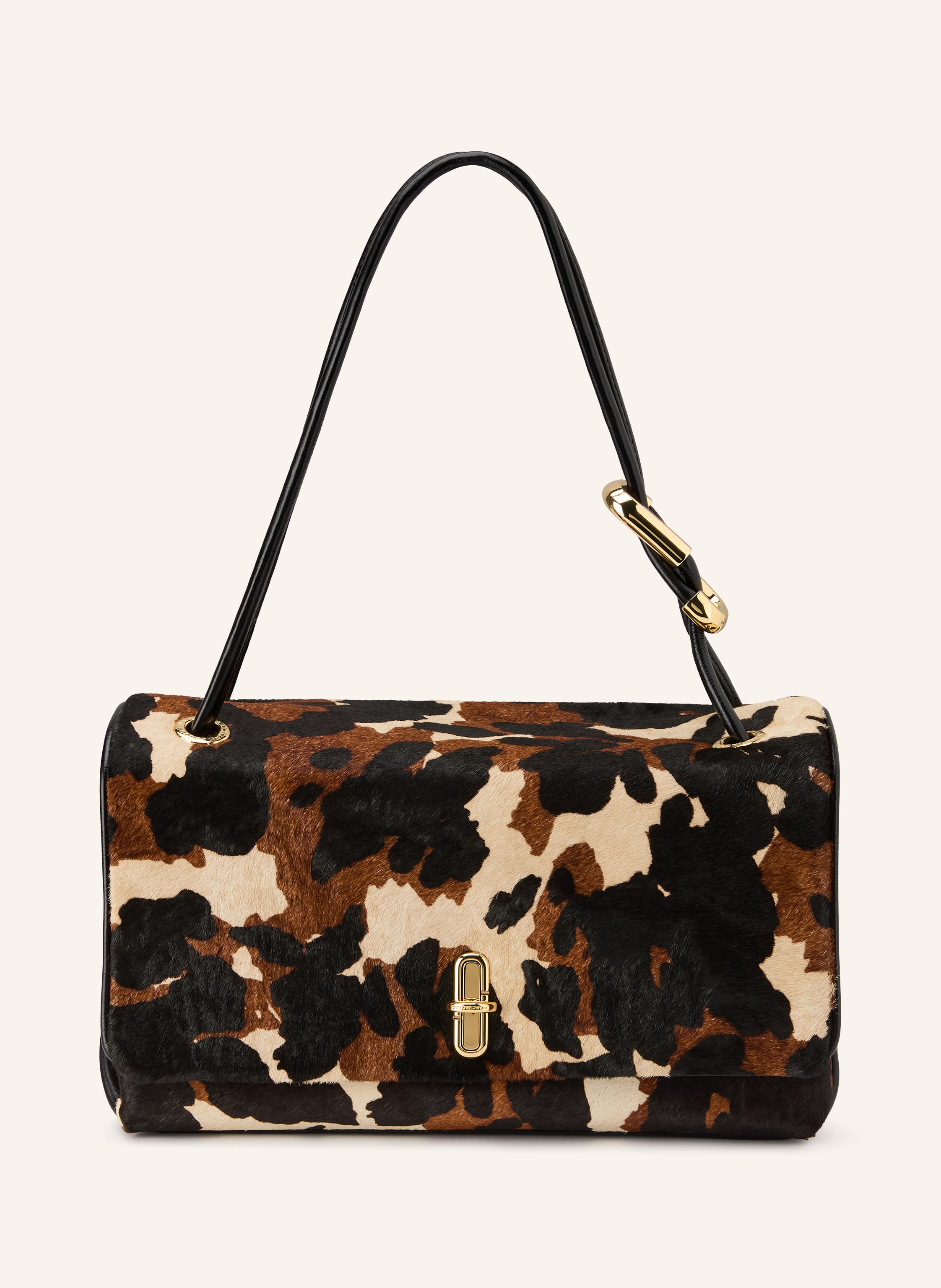 Marc Jacobs Ein Innenfach mit Reißverschluss. Ein Steckfach. Innen ein Hauptfach. Zwei Tragegriffe. Verstärkter Taschenboden. Drehverschluss. Label-Wording. Leder. Animal-Muster. Ponyfell-Optik Large in schwarz / dunkelbraun / creme