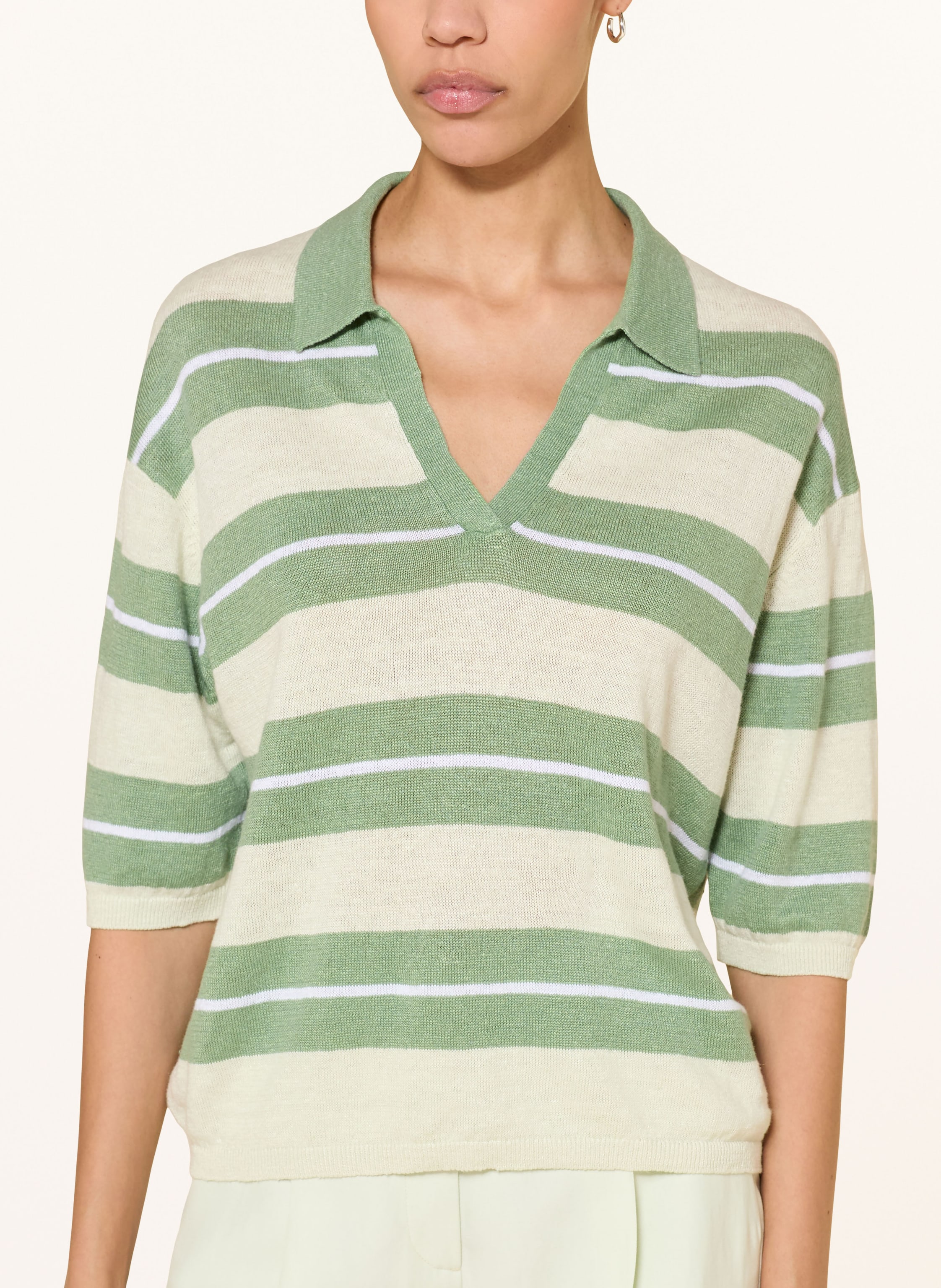 Thumbnail - Luisa Cerano Strick-Poloshirt Aus Leinen gruen