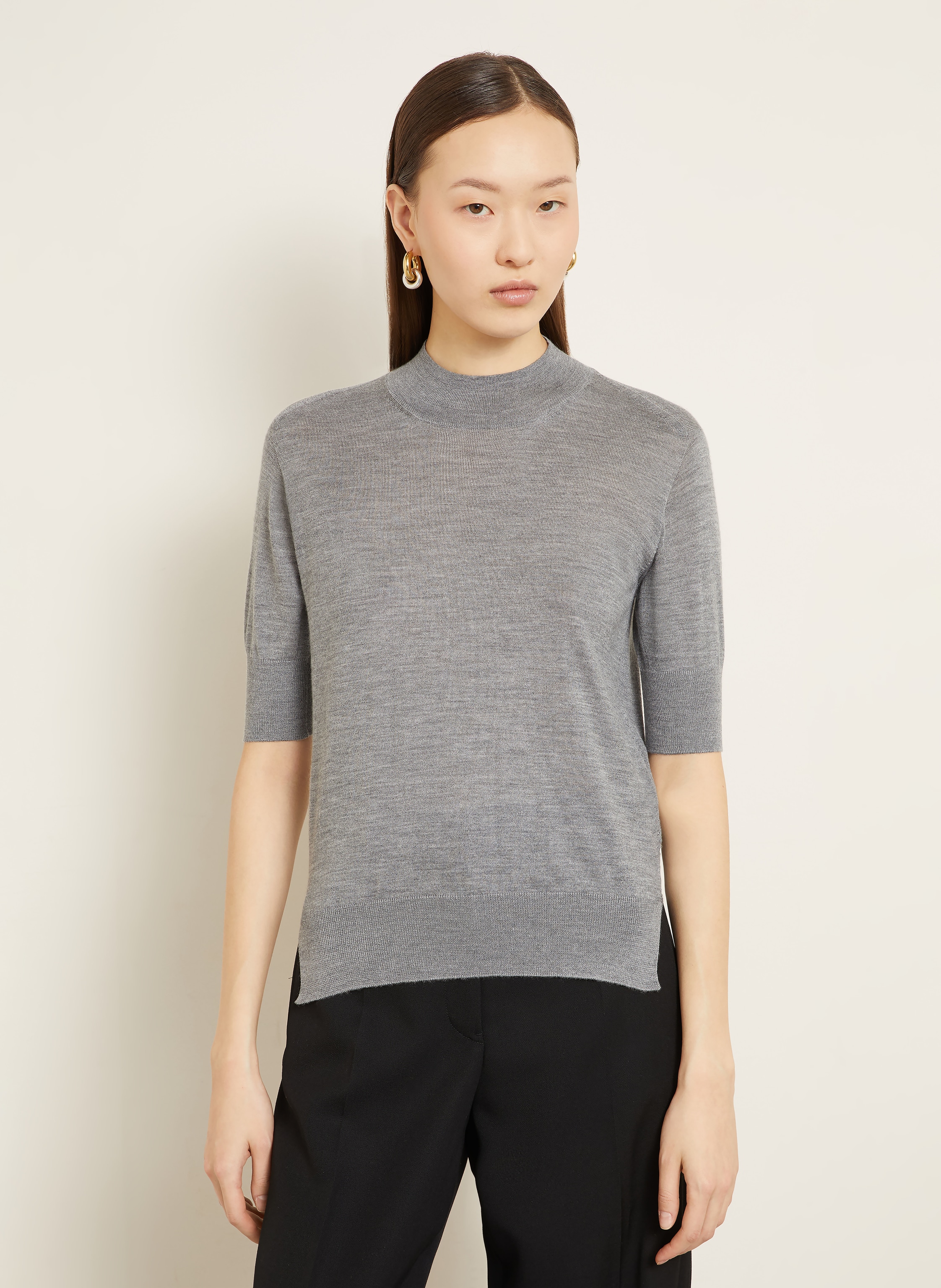 Thumbnail - Jil Sander Strickshirt Mit Cashmere Und Seide grau