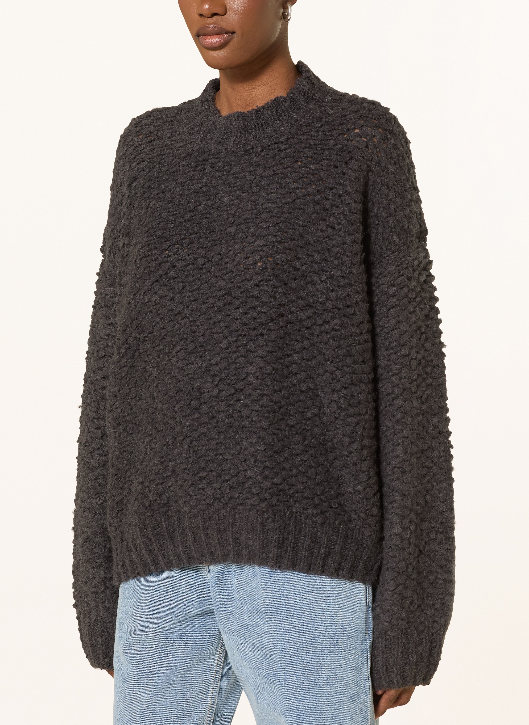 Thumbnail - Black Palms Alpaka-Pullover Corsetta grau