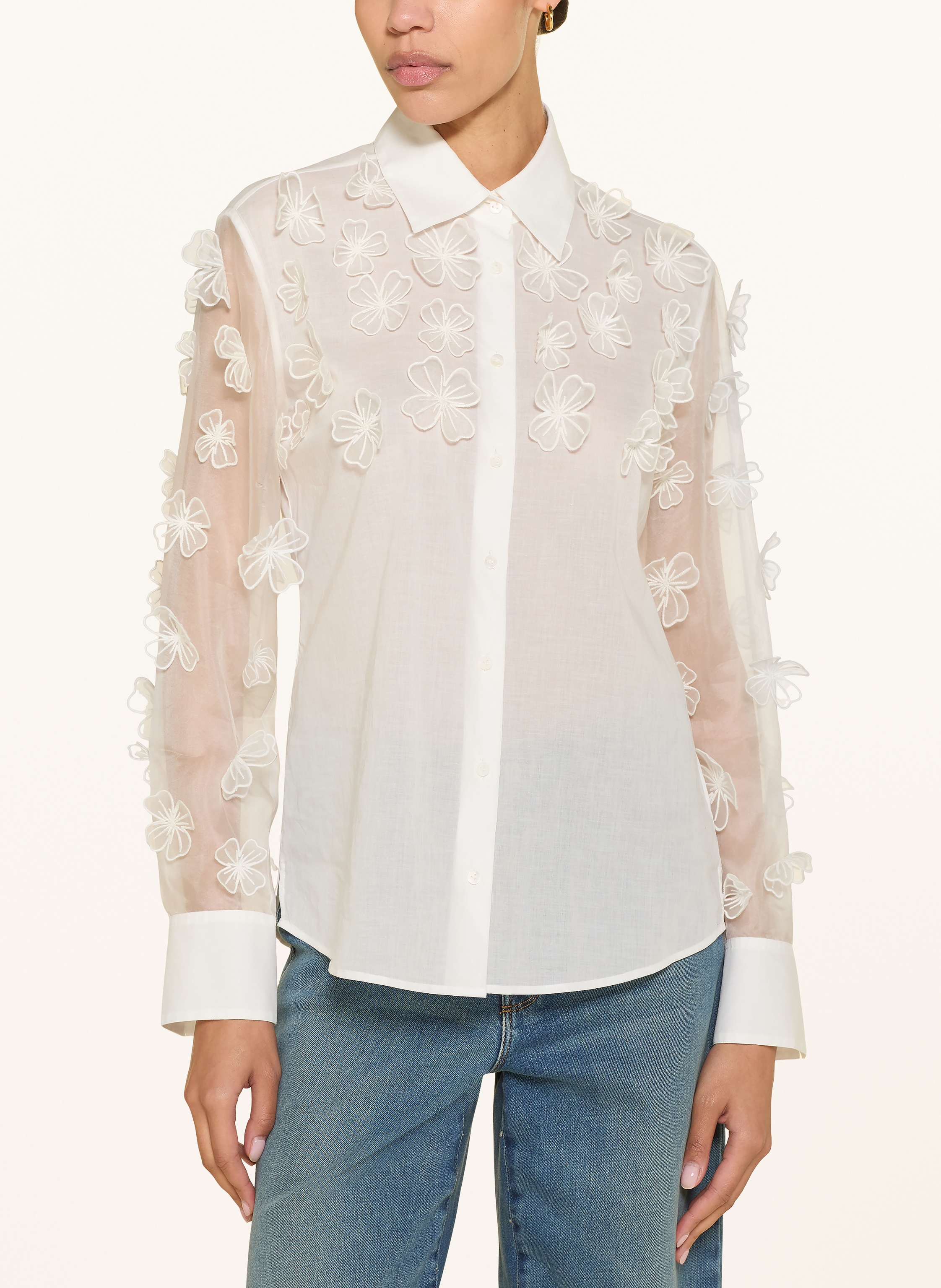 Thumbnail - Van Laack Hemdbluse Vl-Celly-Fappl Im Materialmix weiss