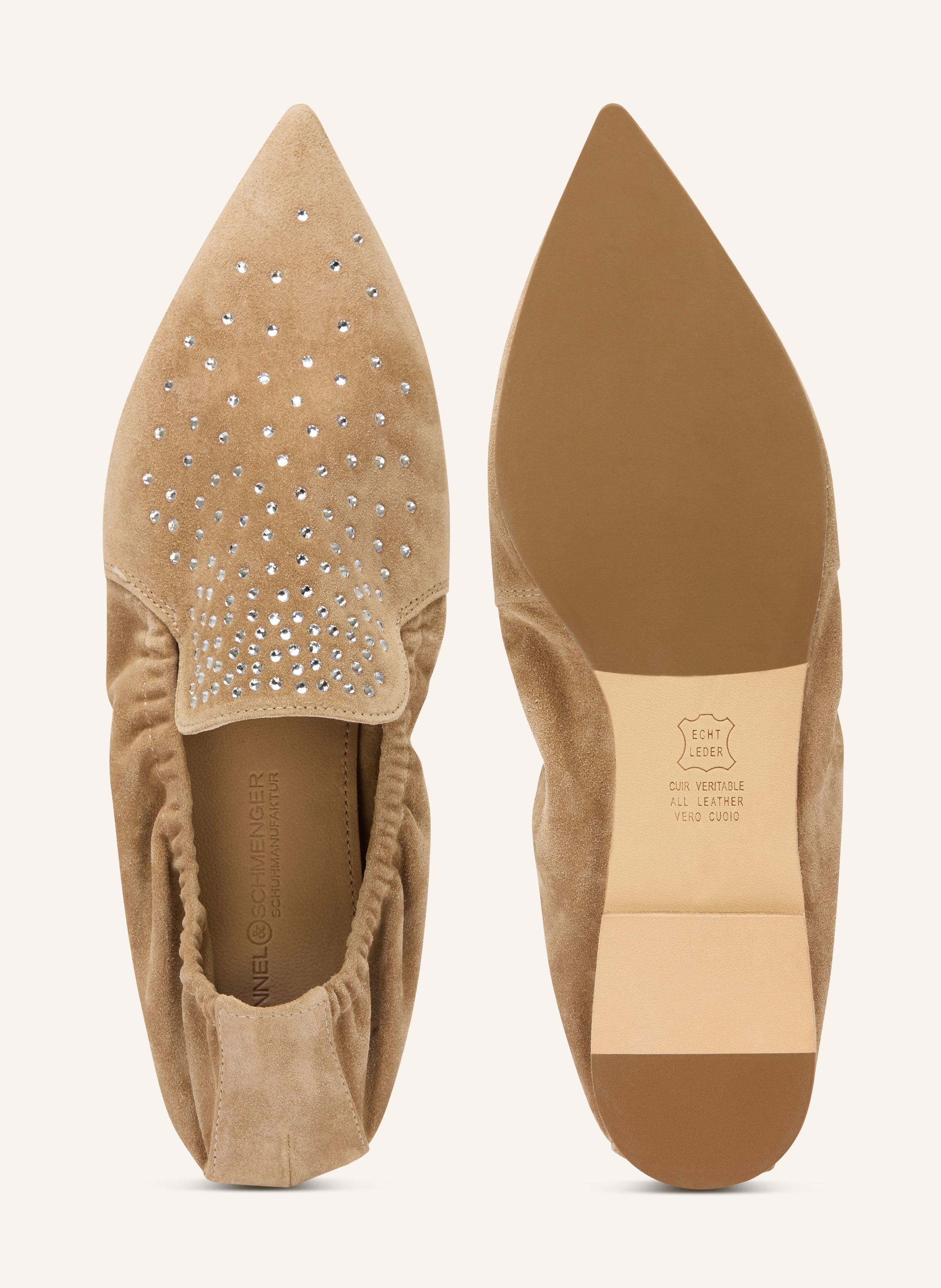 Thumbnail - Kennel & Schmenger Ballerinas Greta Mit Schmucksteinen beige