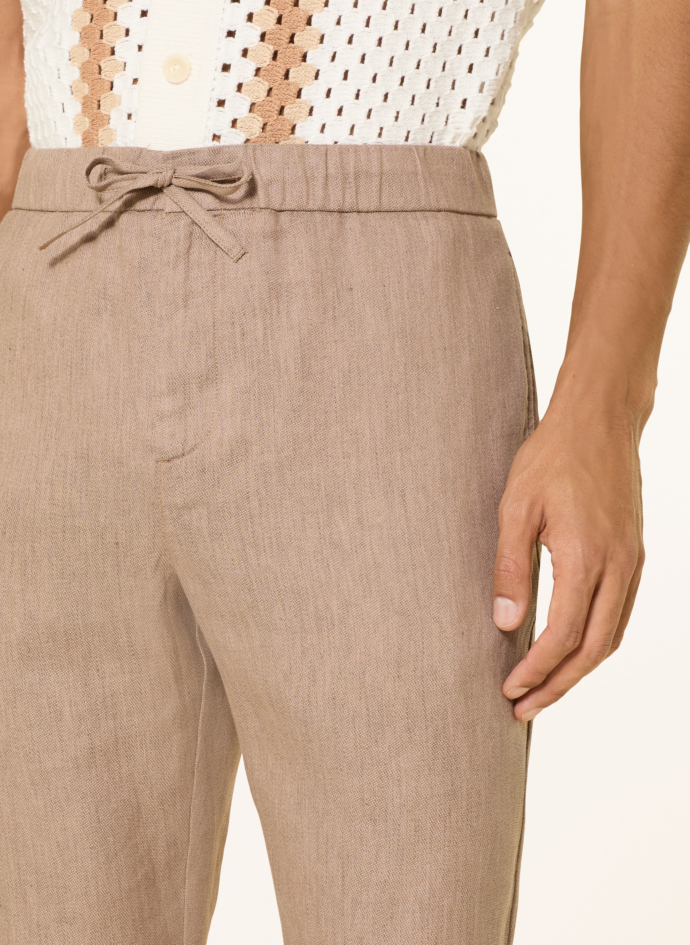 Thumbnail - Frescobol Carioca Chino Oscar Regular Fit Mit Leinen braun