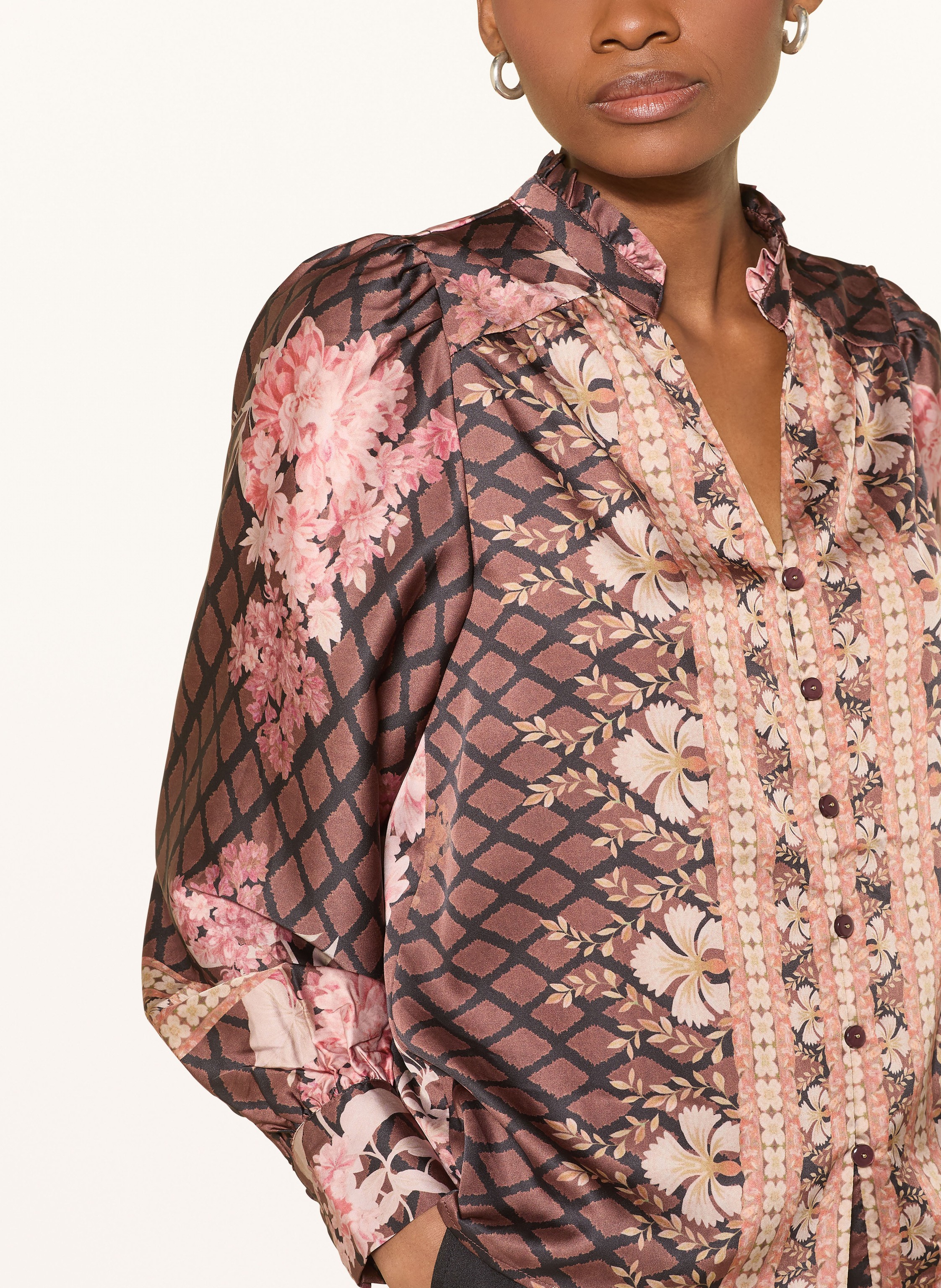 Thumbnail - Neo Noir Satinbluse Massima Mit Rüschen schwarz