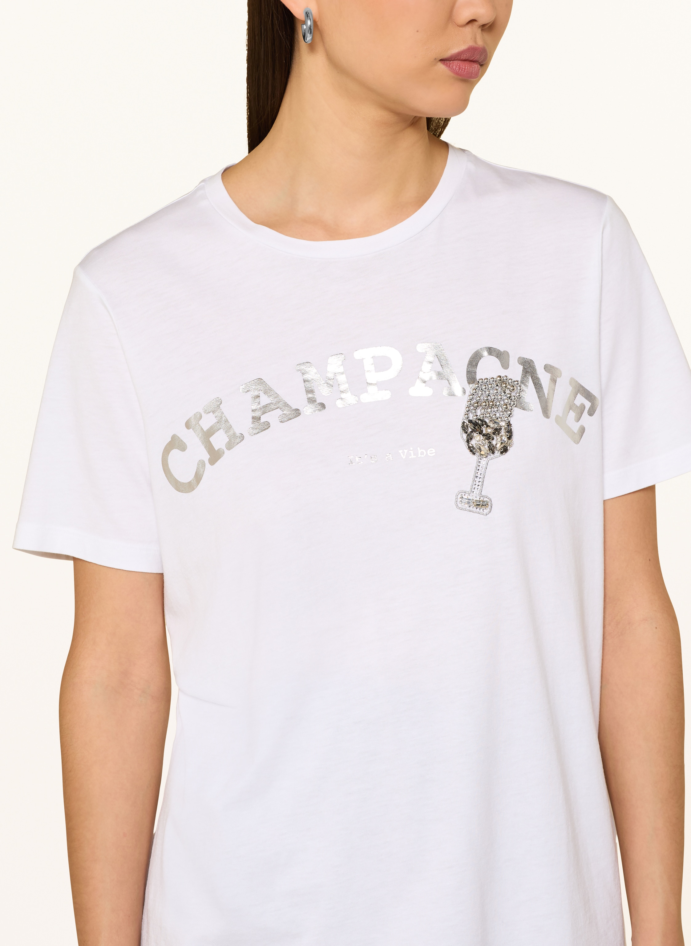 Thumbnail - Marc Aurel T-Shirt Mit Schmucksteinen weiss