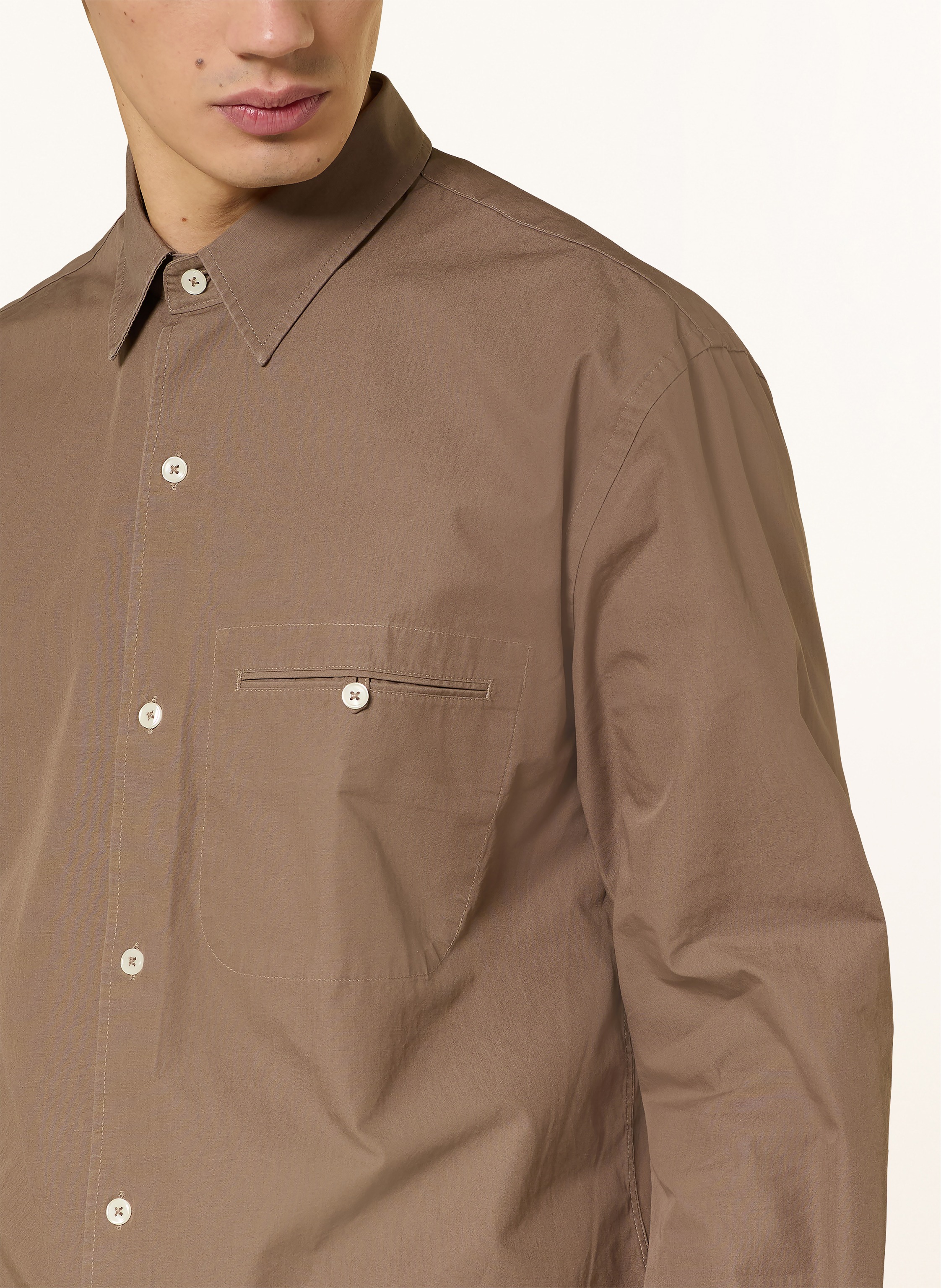 Thumbnail - Officine Générale Leinenhemd Benoit Slim Fit braun