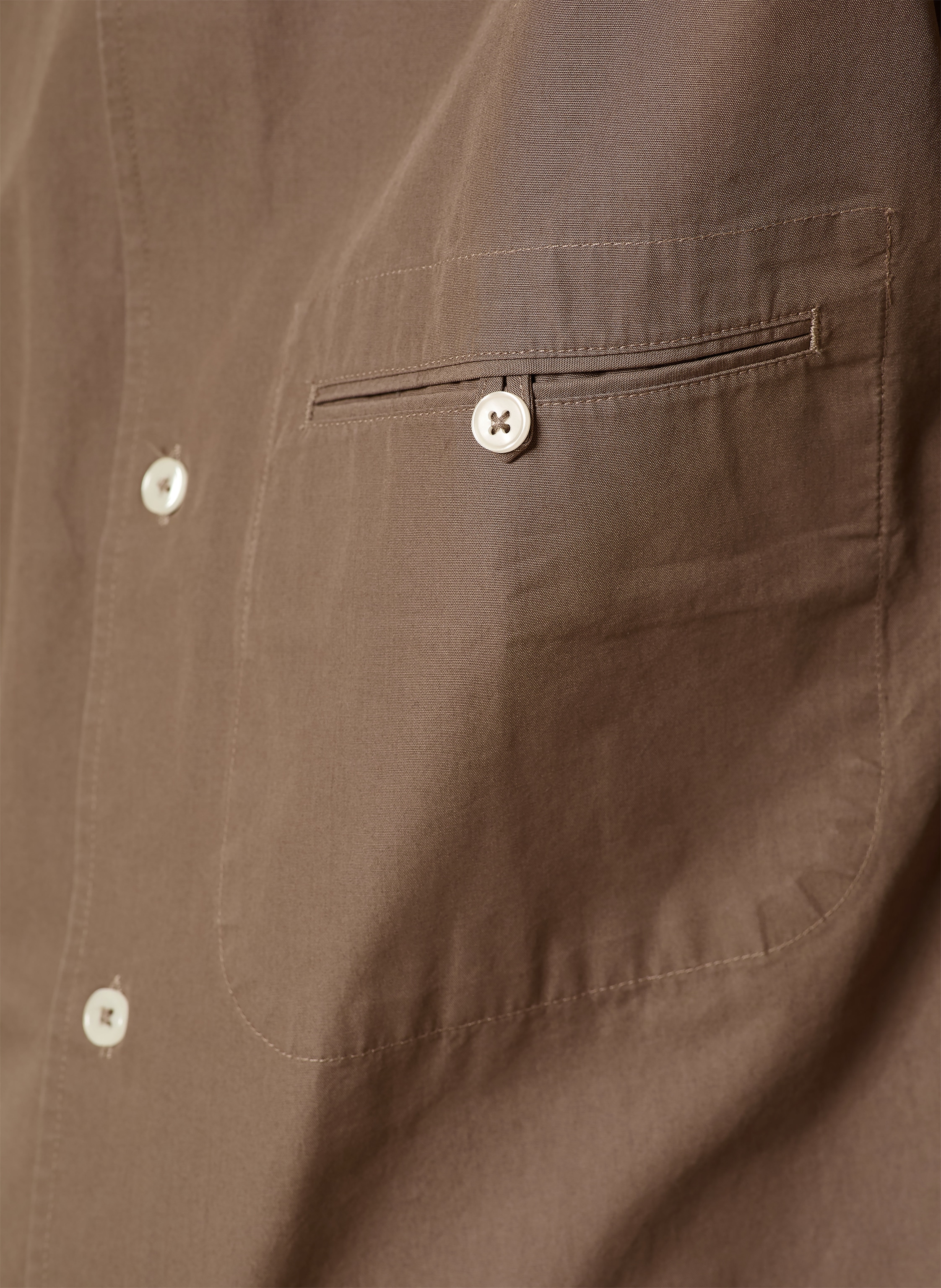 Thumbnail - Officine Générale Leinenhemd Benoit Slim Fit braun