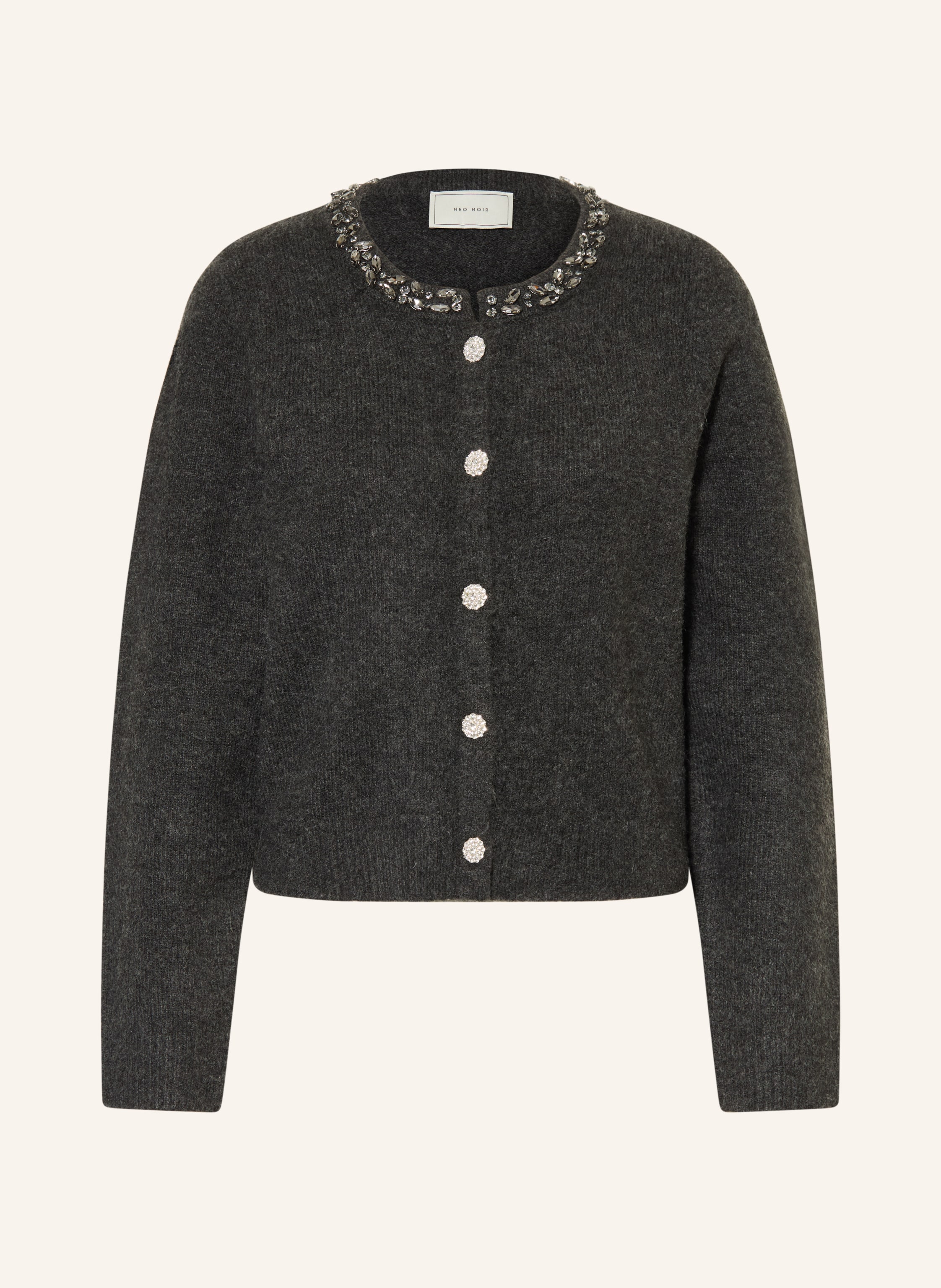 Neo Noir Strickjacke Marie Mit Schmucksteinen grau