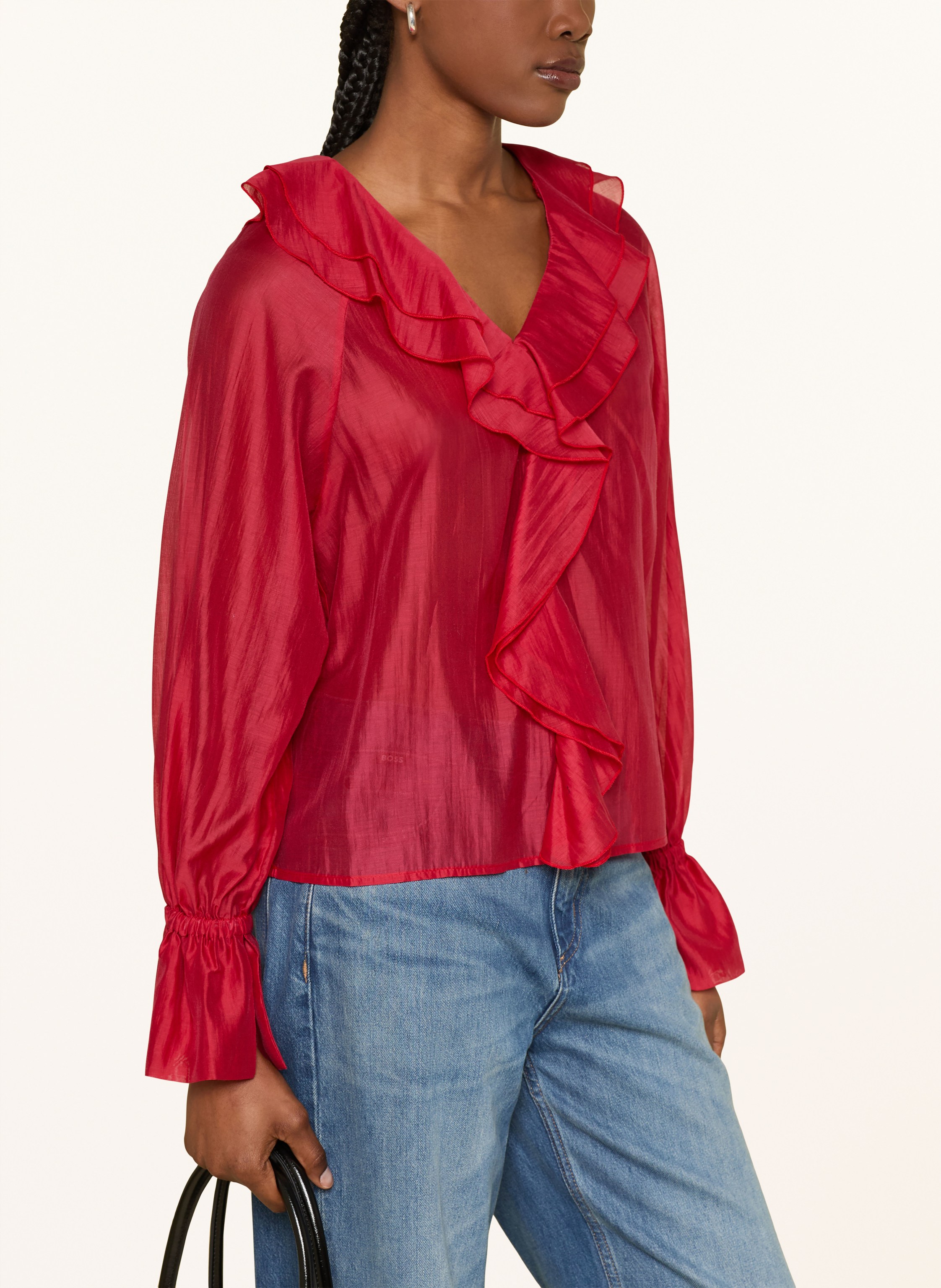 Thumbnail - Sosue Blusenshirt Mit Volants rot