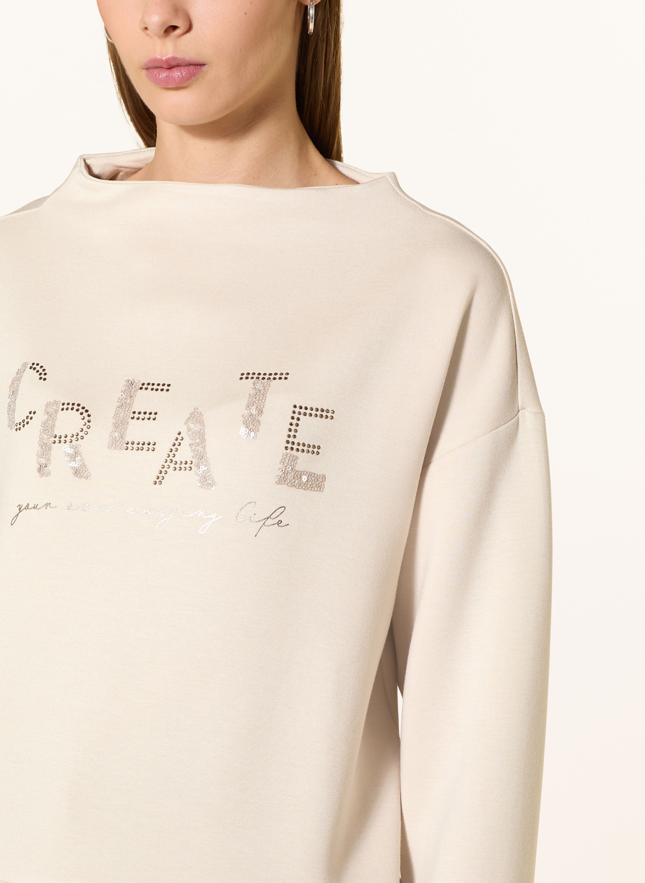 Thumbnail - Betty Barclay Sweatshirt Mit Schmucksteinen Und Pailletten beige