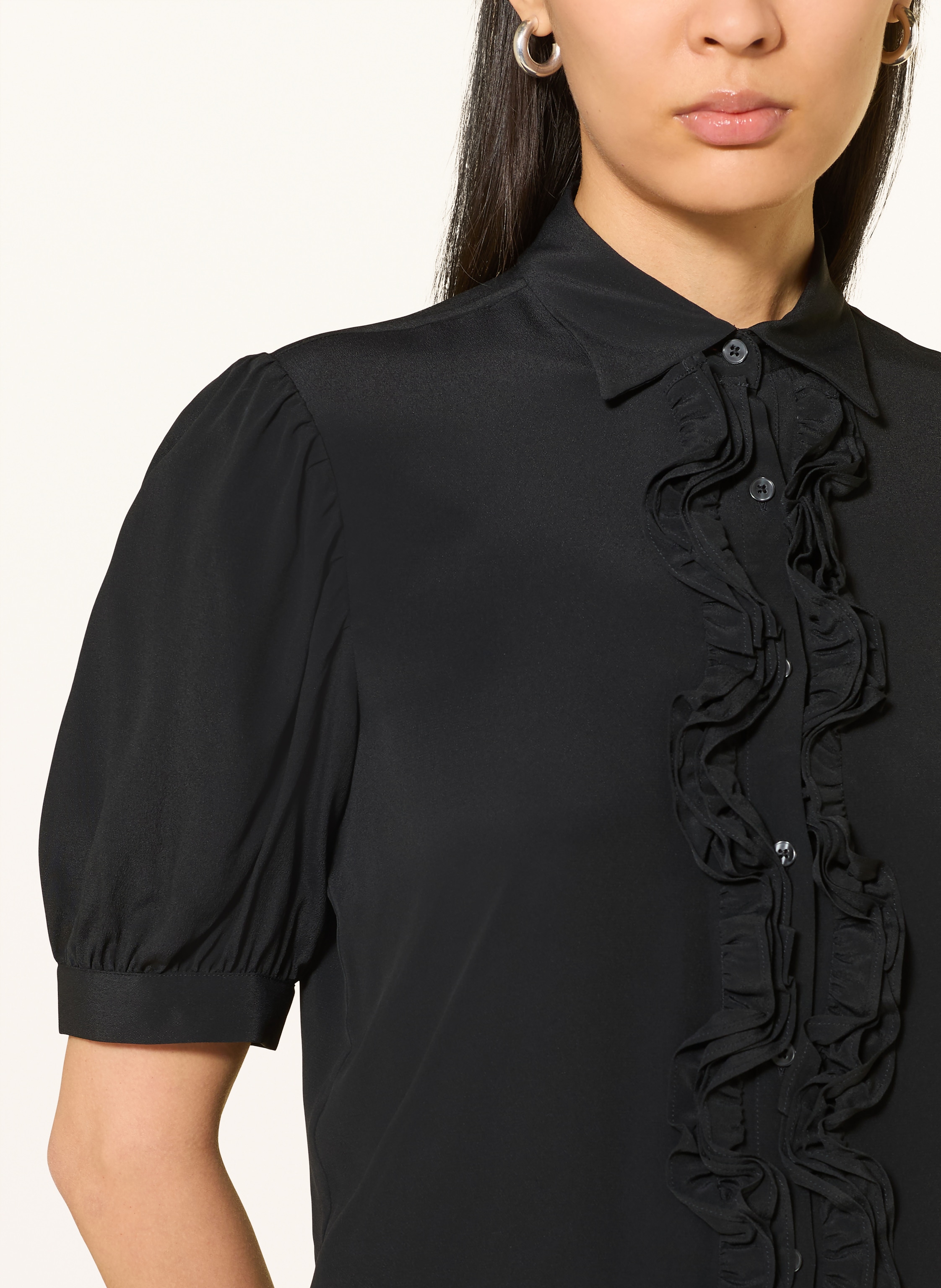 Thumbnail - Émanou Hemdbluse Shirley Mit Seide Und Rüschen schwarz