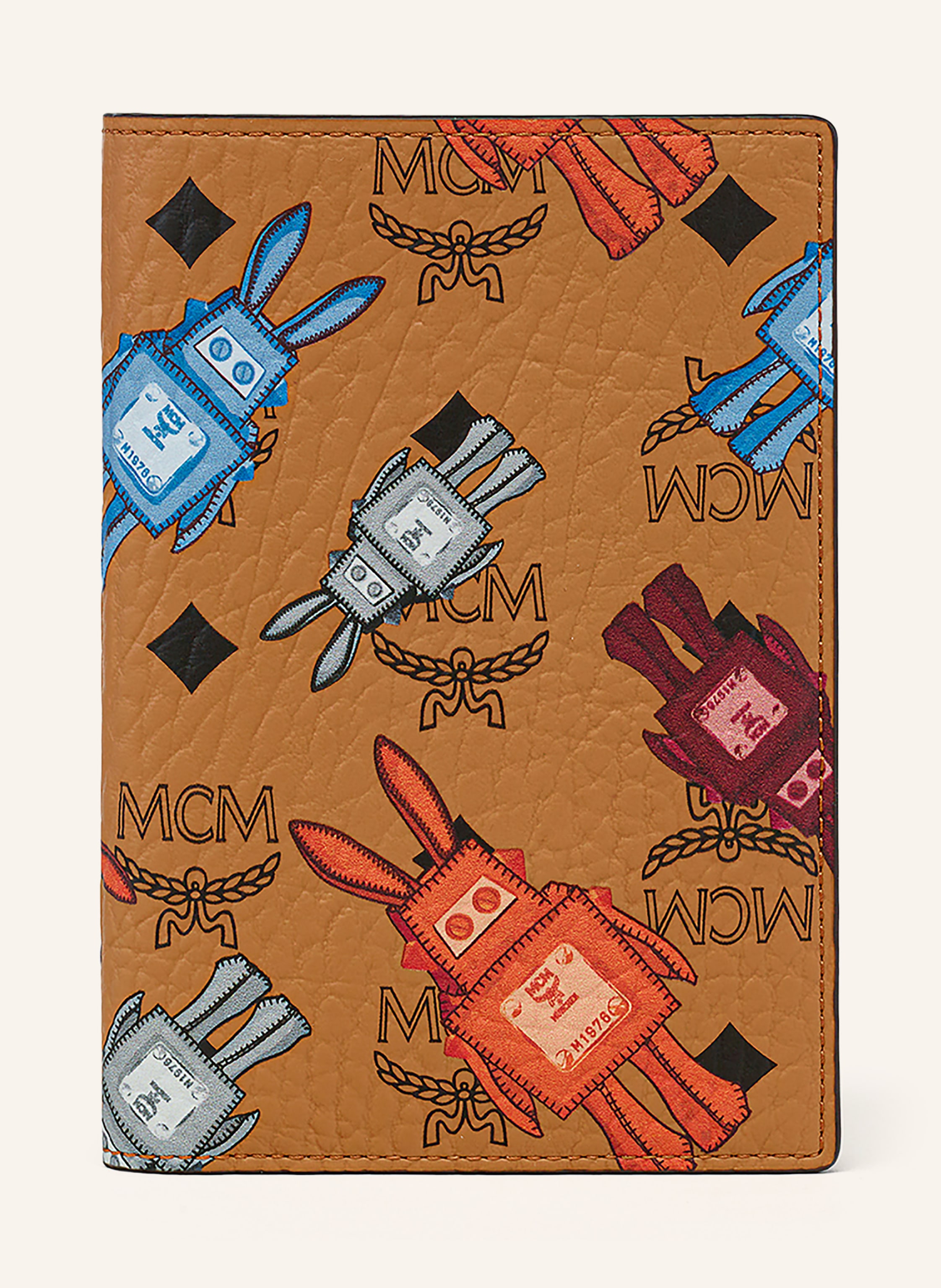 MCM Beschichtetes Canvas. Glattleder. Monogramm-Muster. Motiv-Print. Vier Kartenfächer. Vier Steckfächer in cognac
